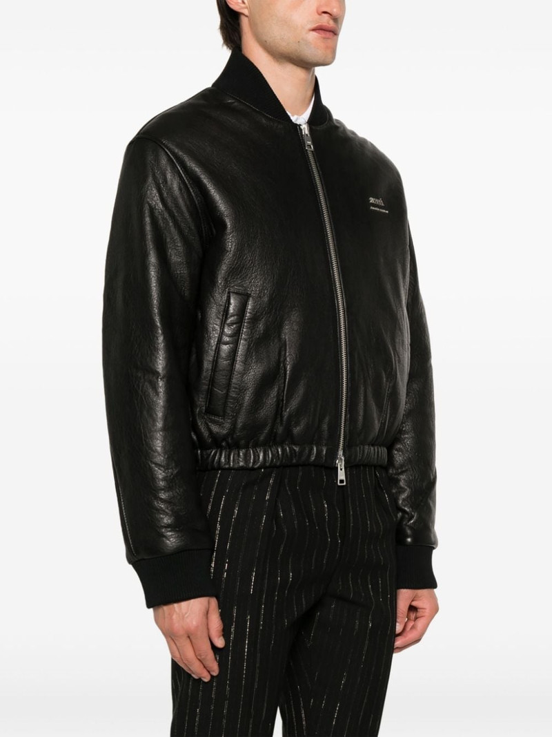 logo-plaque leather jacket 3