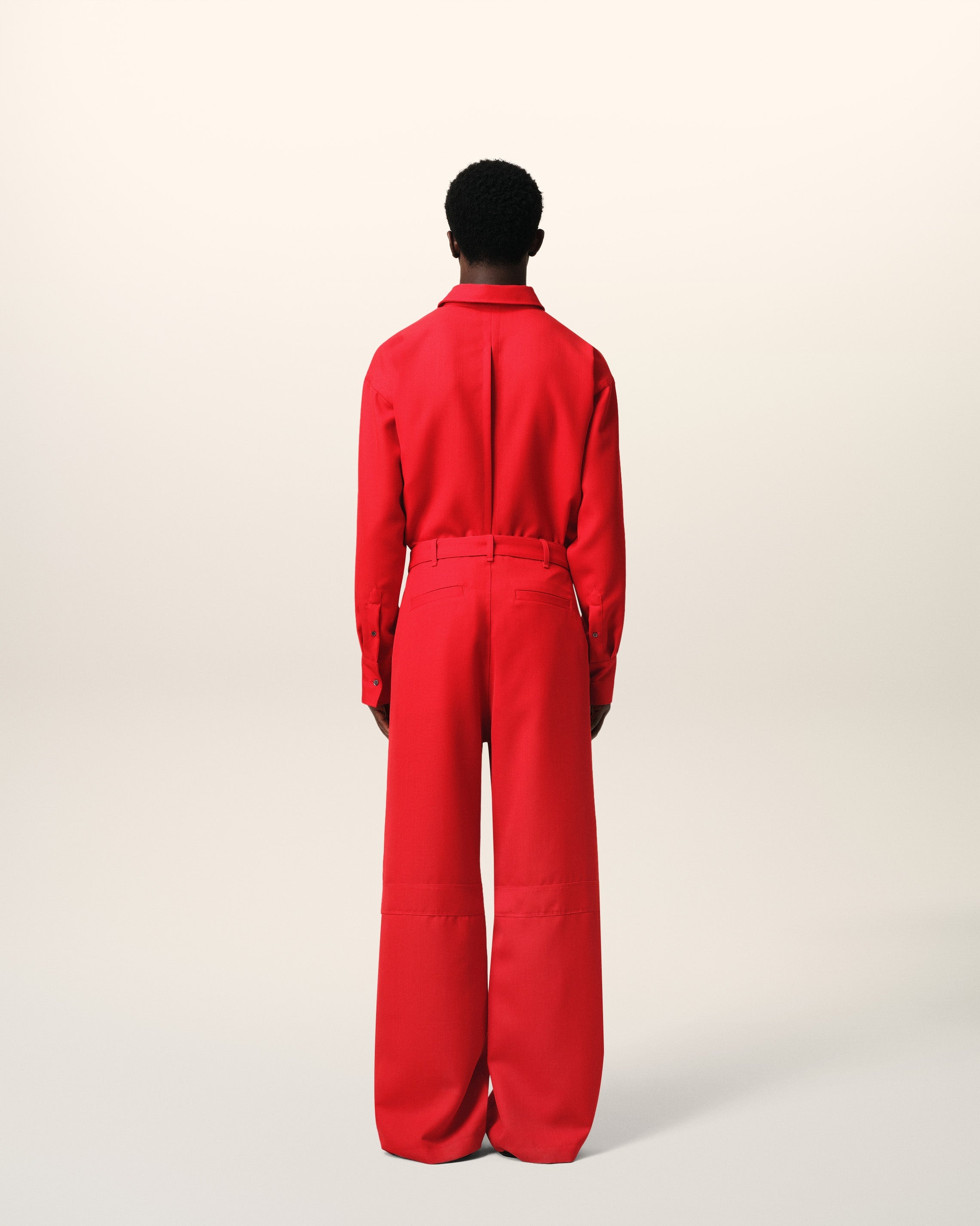 RED WOOL CARGO TROUSERS - 4