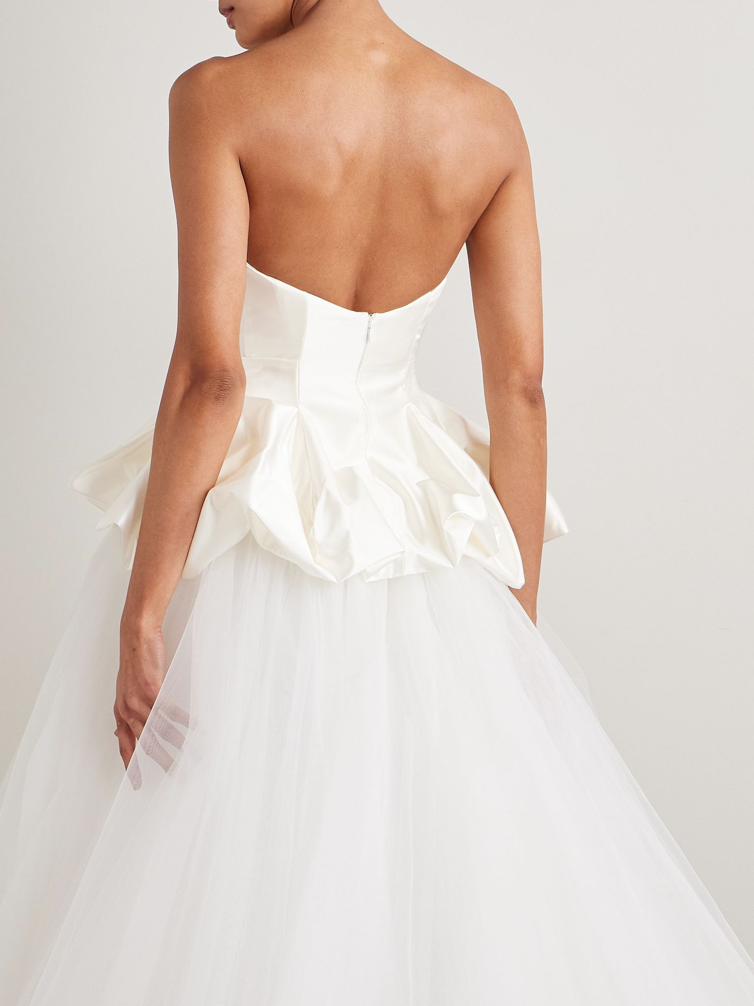 Raven strapless gathered satin bustier top Ivory - 4