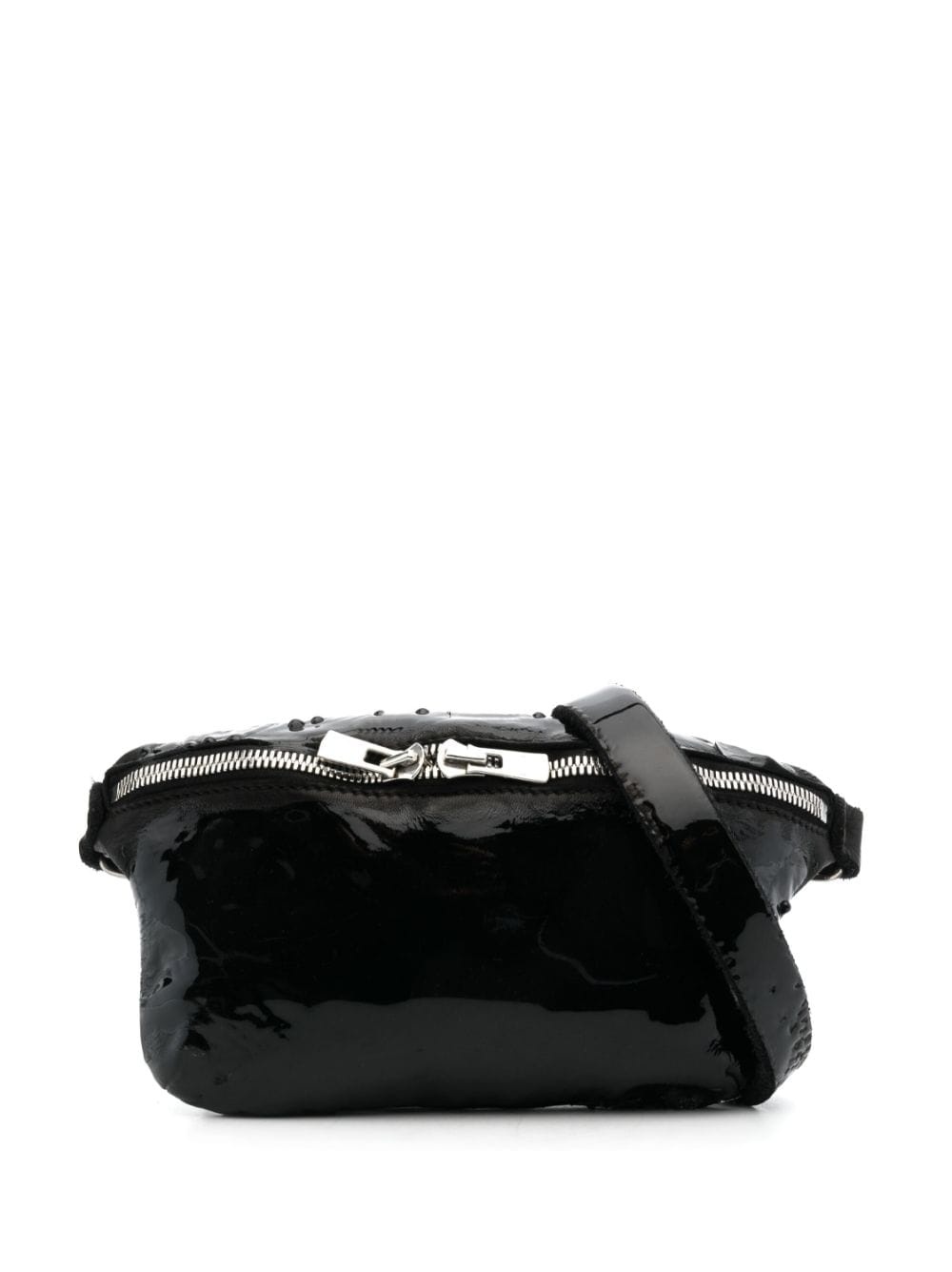 zip-up patent leather belt bag - 1