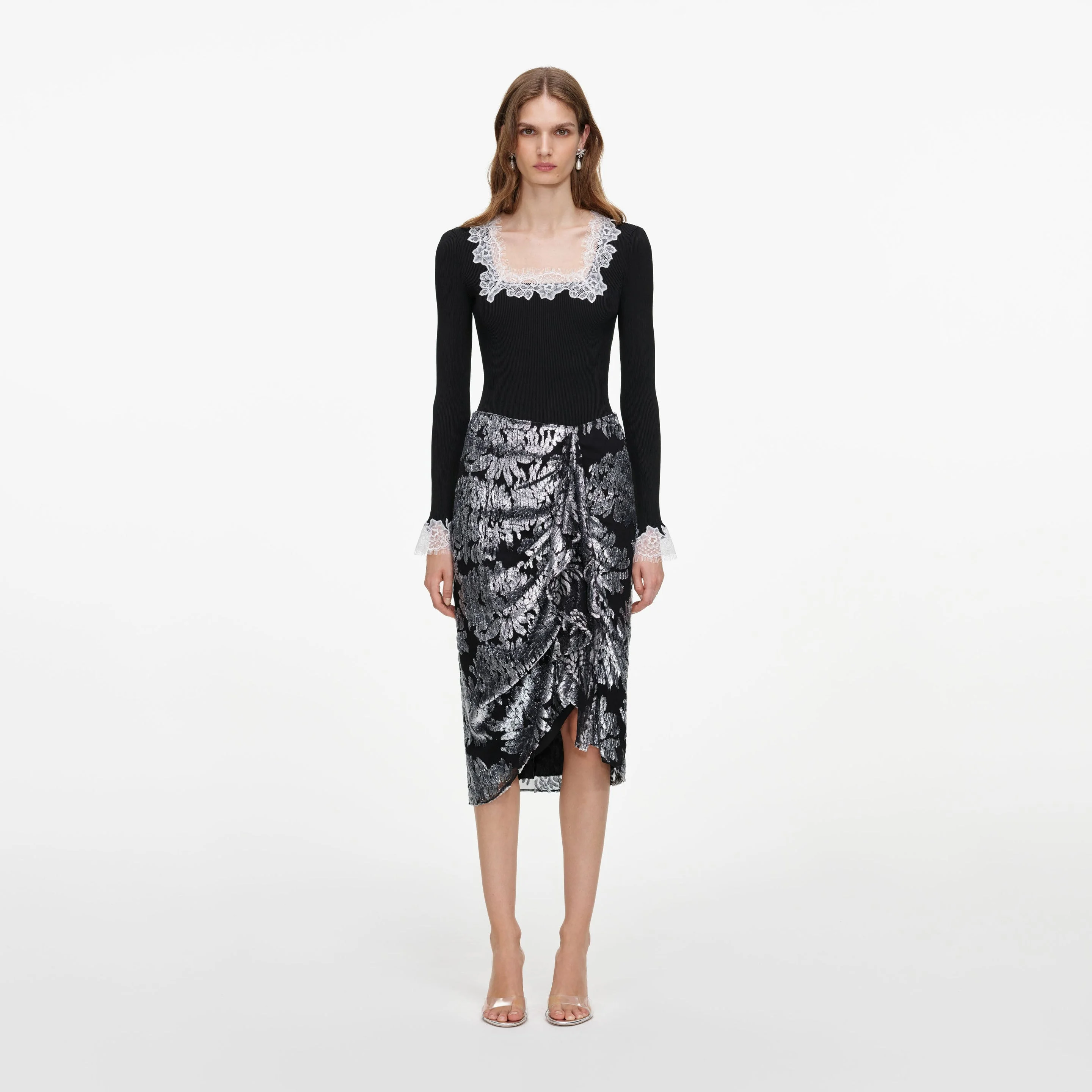 Silver Fil Coupe Midi Skirt - 1
