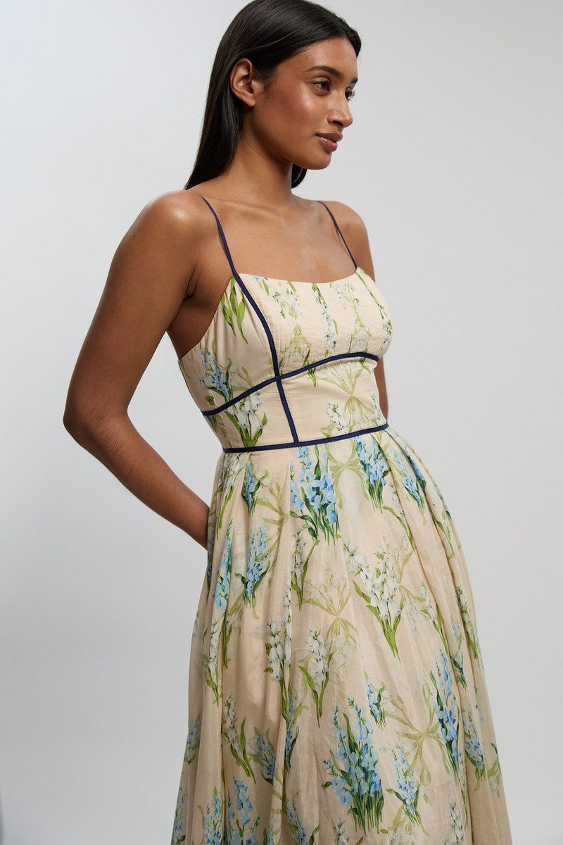 KAREN MILLEN Silk Cotton Floral Strappy Woven Maxi Dress outlook