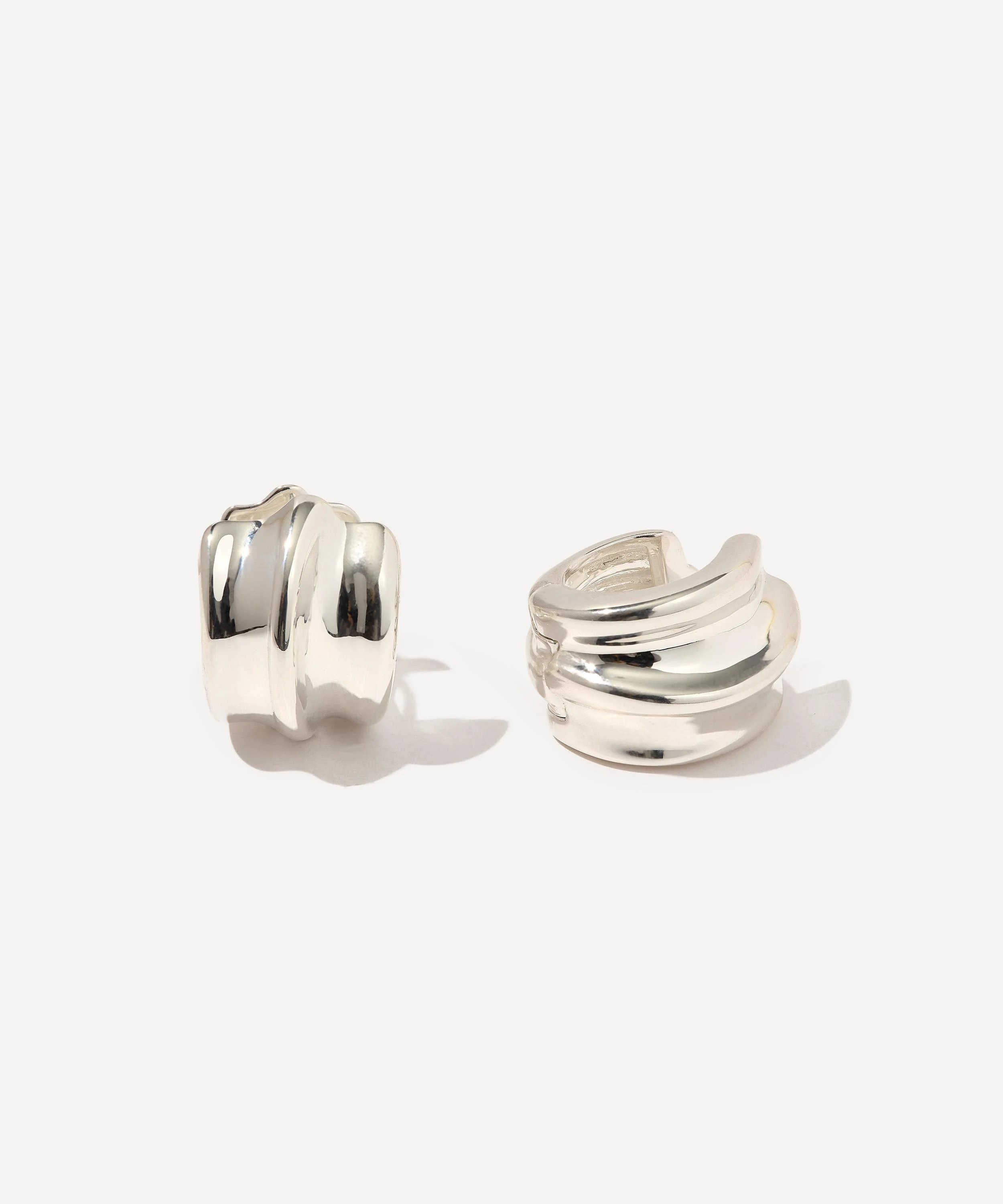 Silver-Plated Small Wave Hoop Earrings - 1