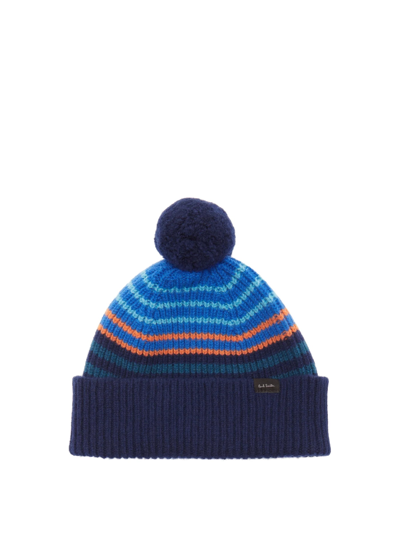 Pompom striped wool beanie - 1