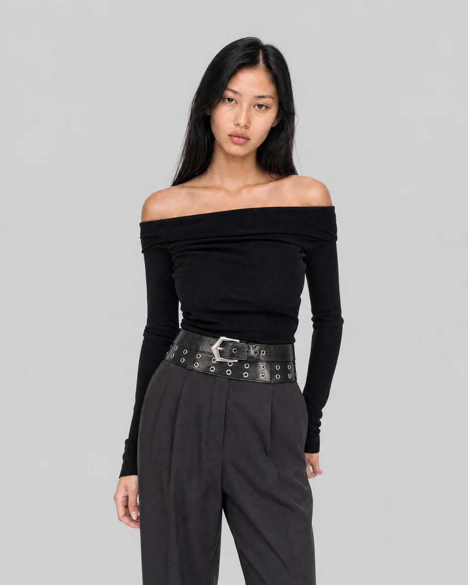 BLACK OFF-THE-SHOULDER TOP - 1