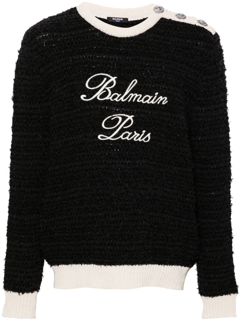 logo-embroidered bouclÃ© jumper - 1