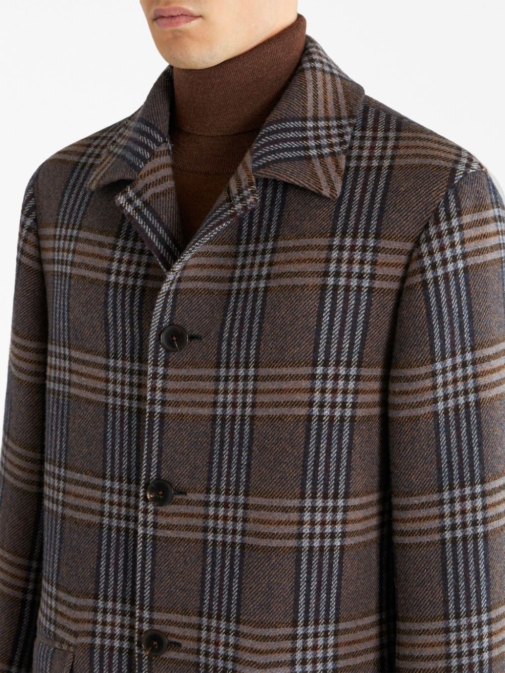 plaid-check pattern coat - 4
