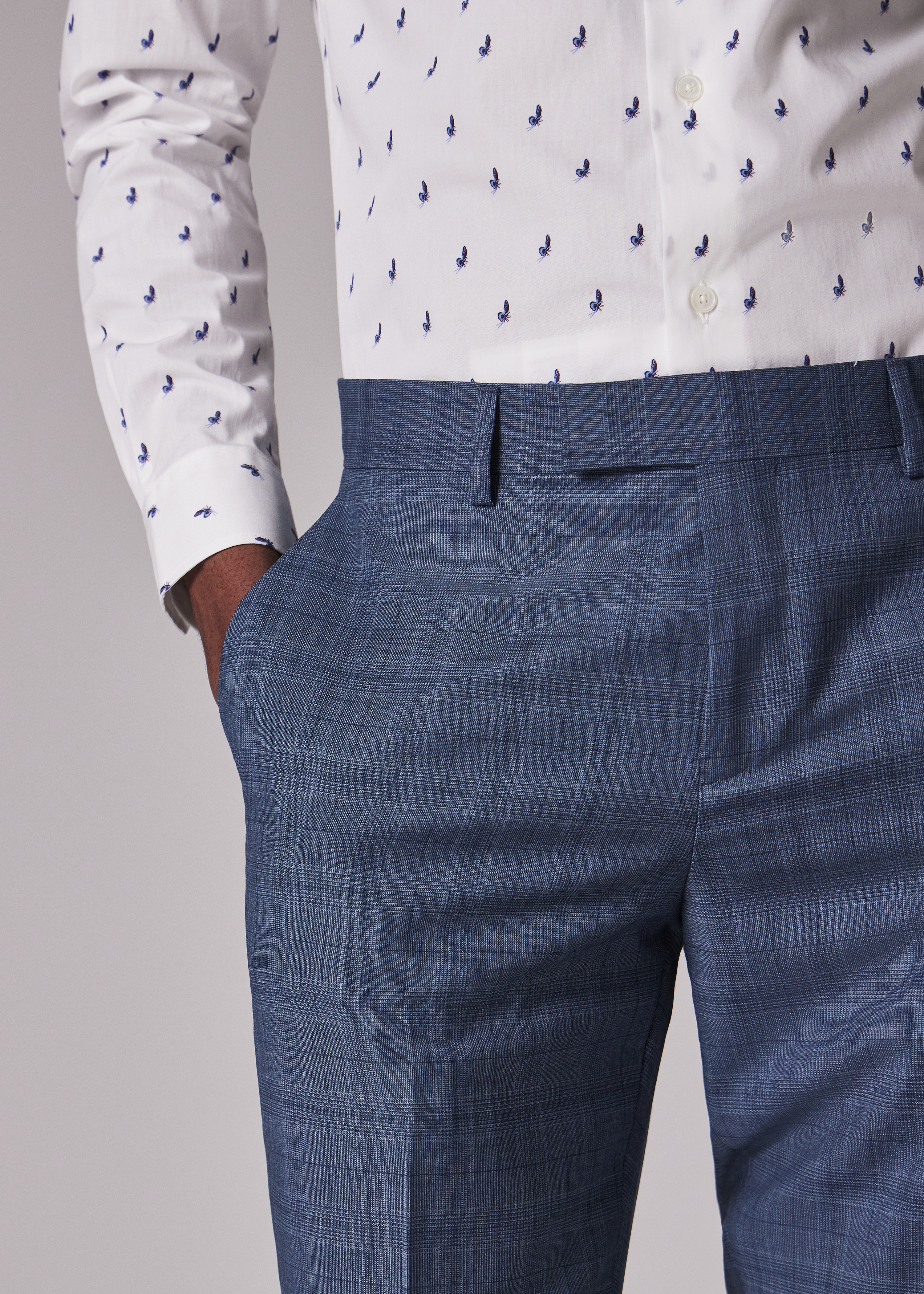 Super Slim-Fit White 'Butterfly' Print Shirt - 6