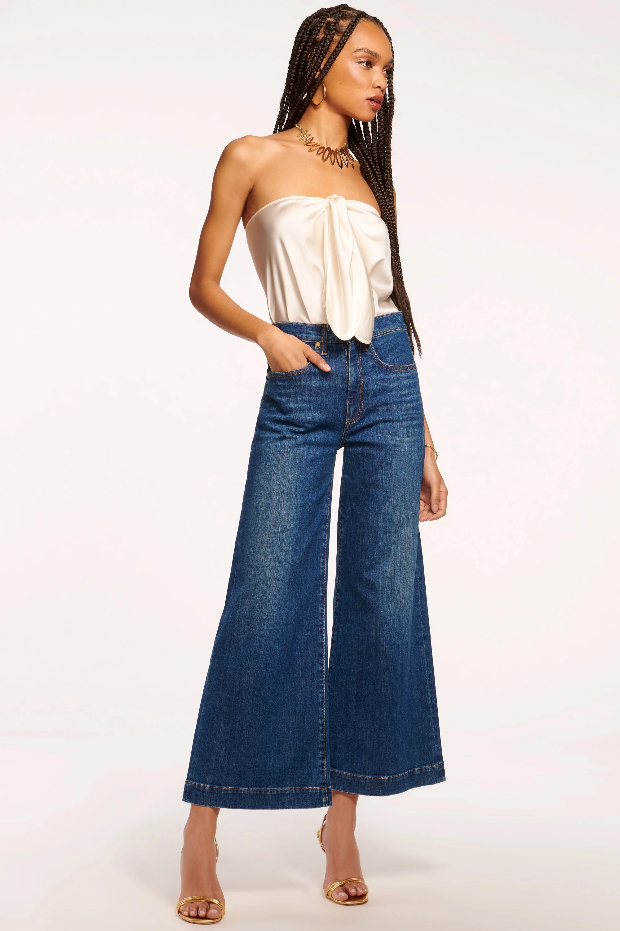 Tyra 5-Pocket Cropped Wide Leg Jean - 1