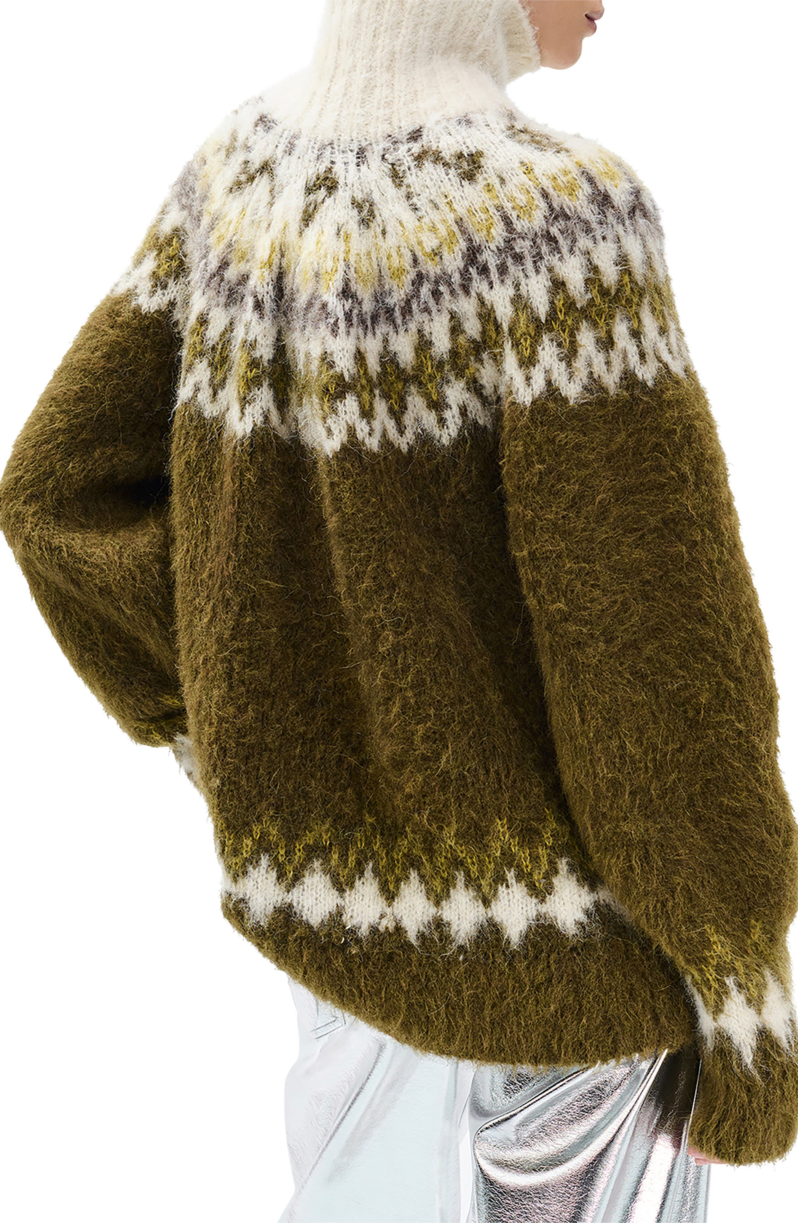 rag & bone Beth Oversize Fair Isle Alpaca Blend Turtleneck Sweater in Army Multi at Nordstrom - 2