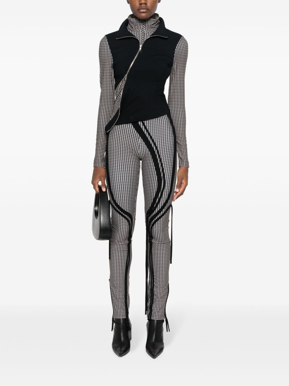 layered checked high-neck top - 2