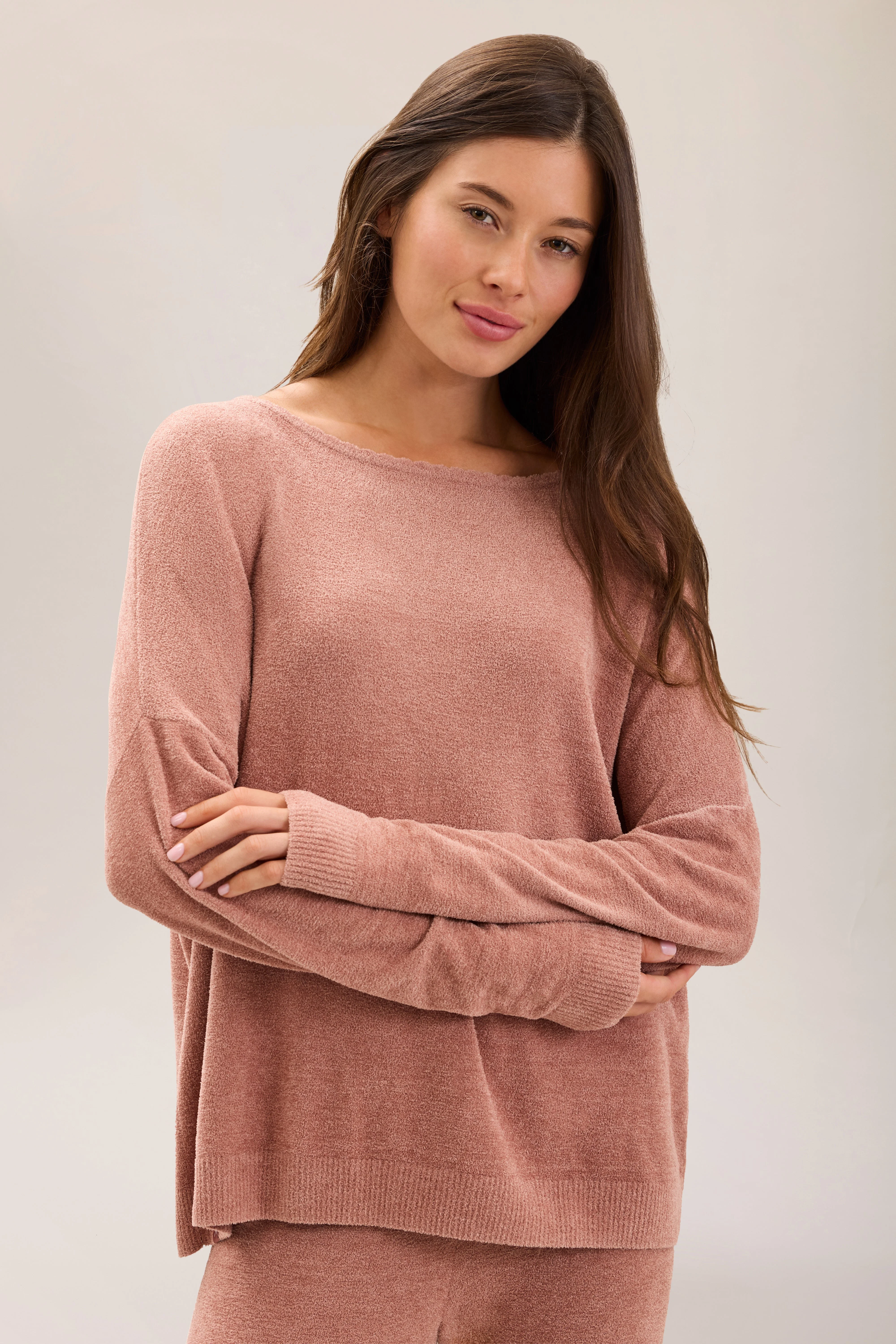 CozyChic Ultra Lite® Scallop Neck Slouchy Pullover - 1