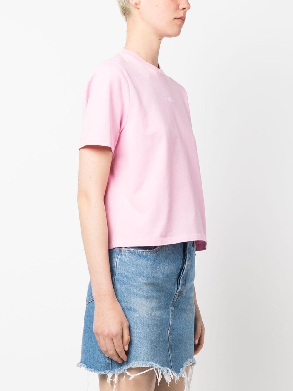 embroidered logo cropped T-shirt - 3