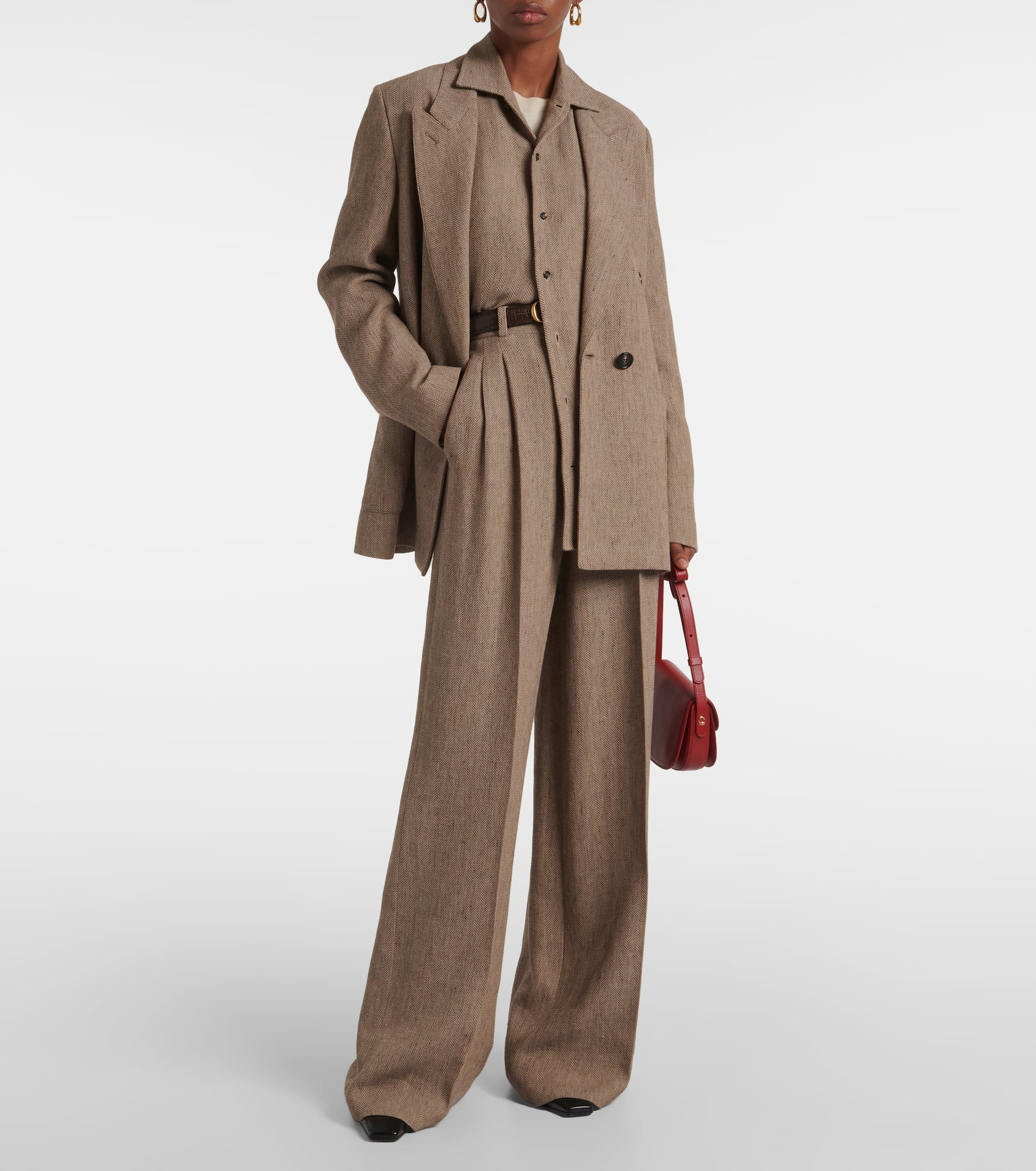 Nyack chevron linen crêpe wide-leg pants - 2