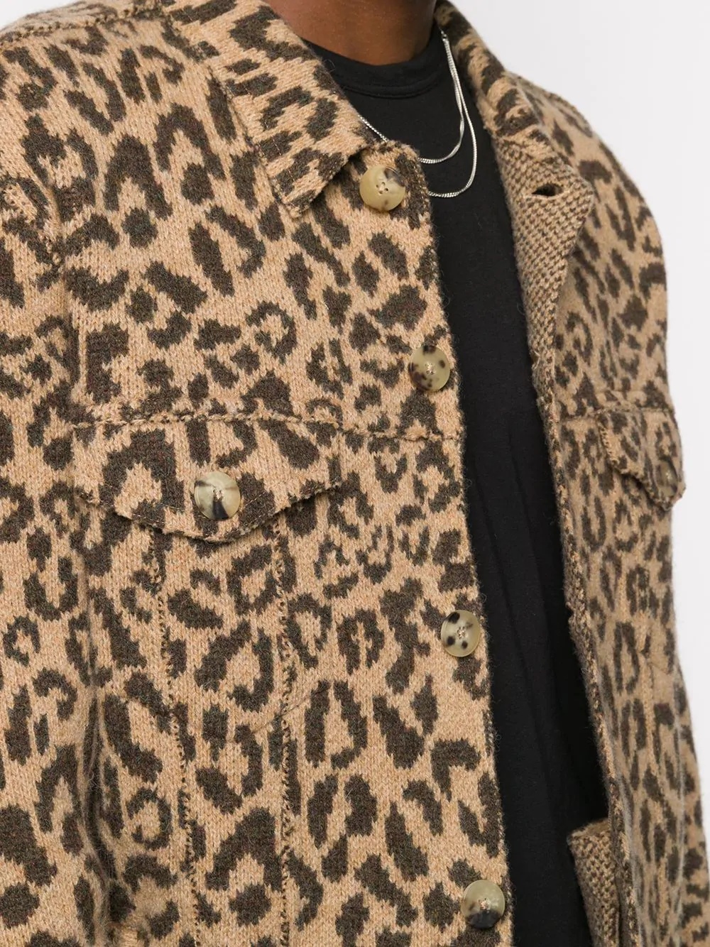 knitted leopard print jacket - 5