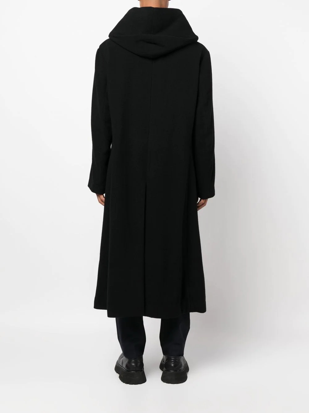 double-breasted hooded wool coat - 4