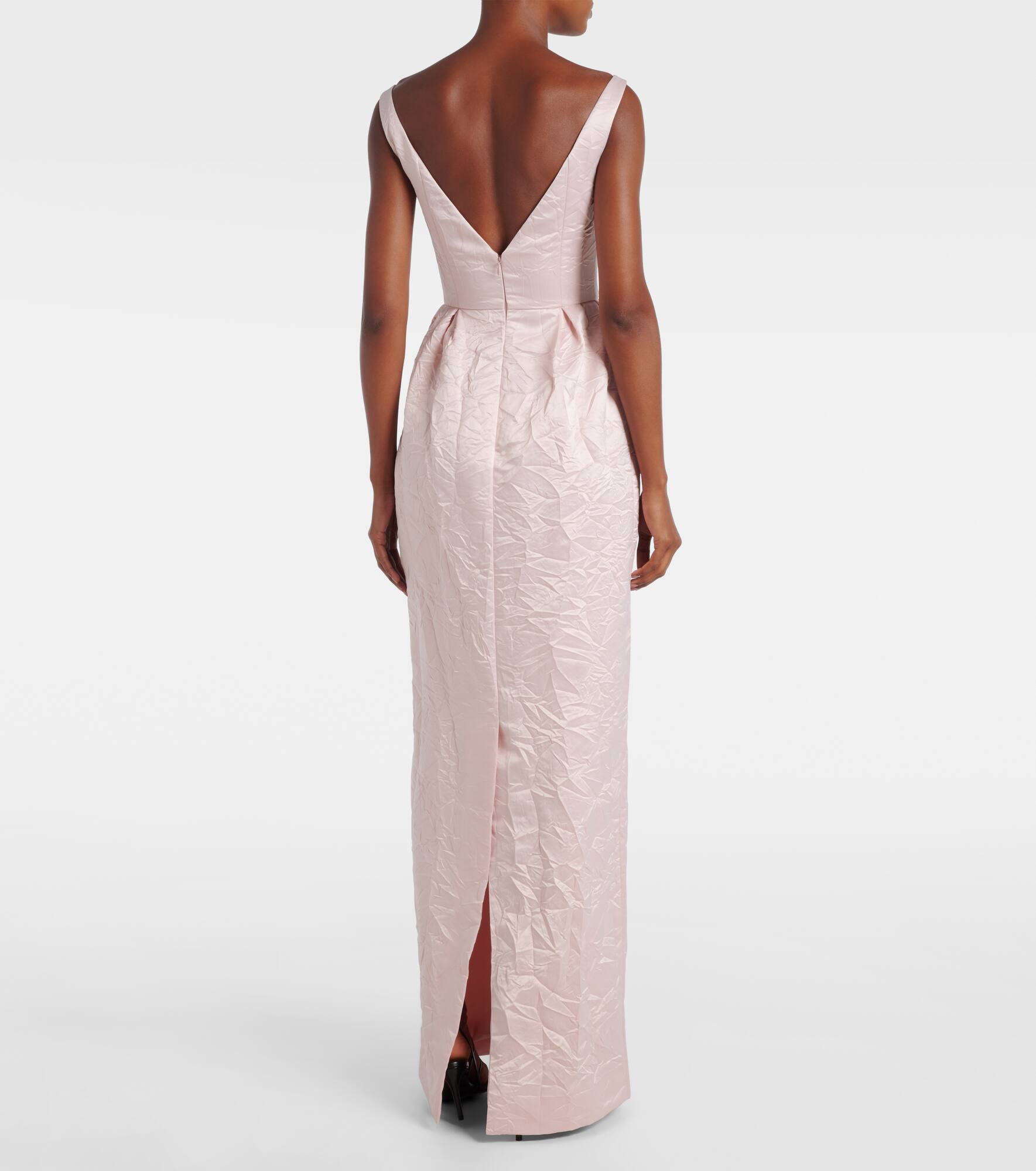 Embroidered satin gown - 3