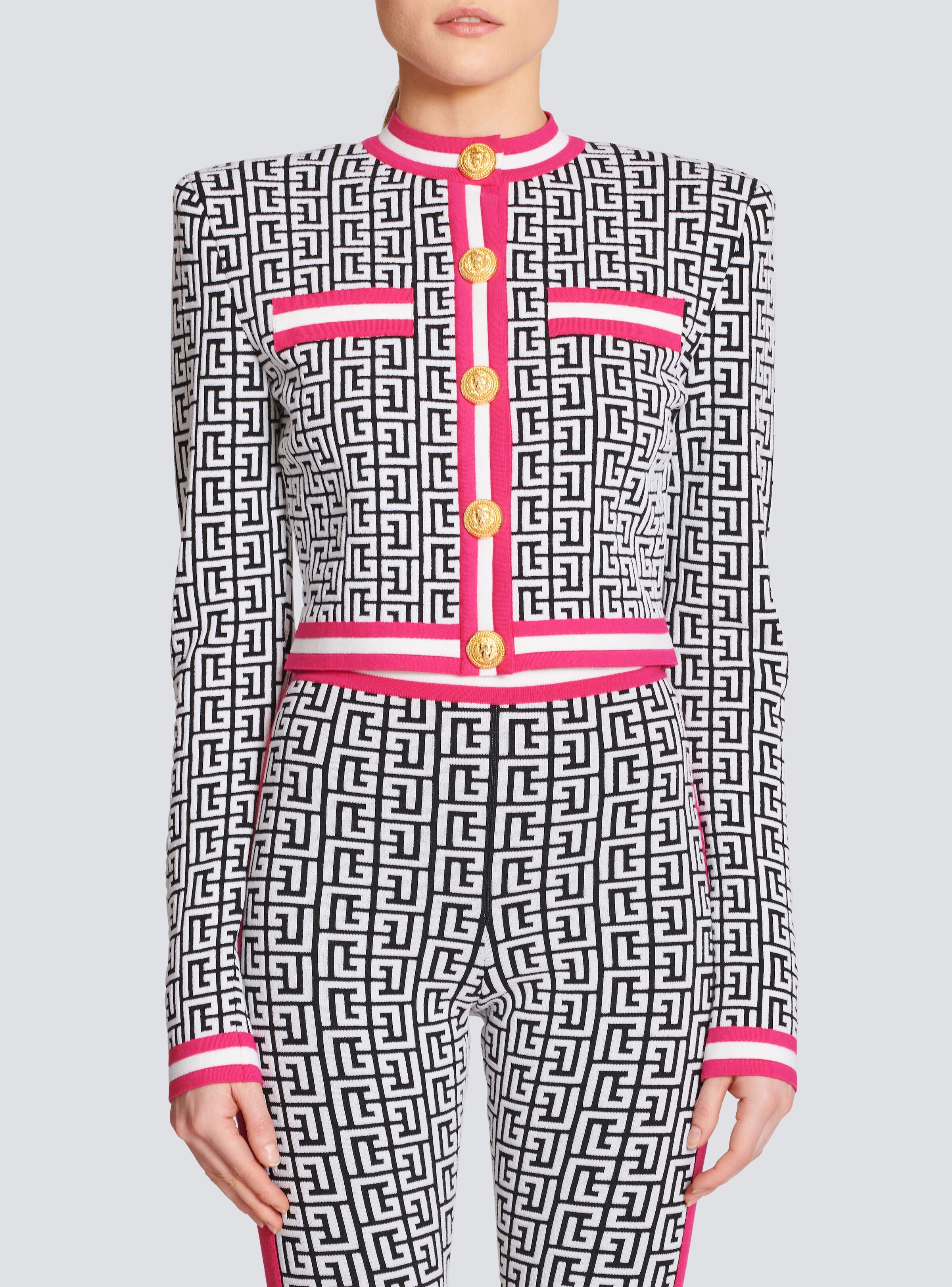 Knit cardigan with Balmain monogram - 5