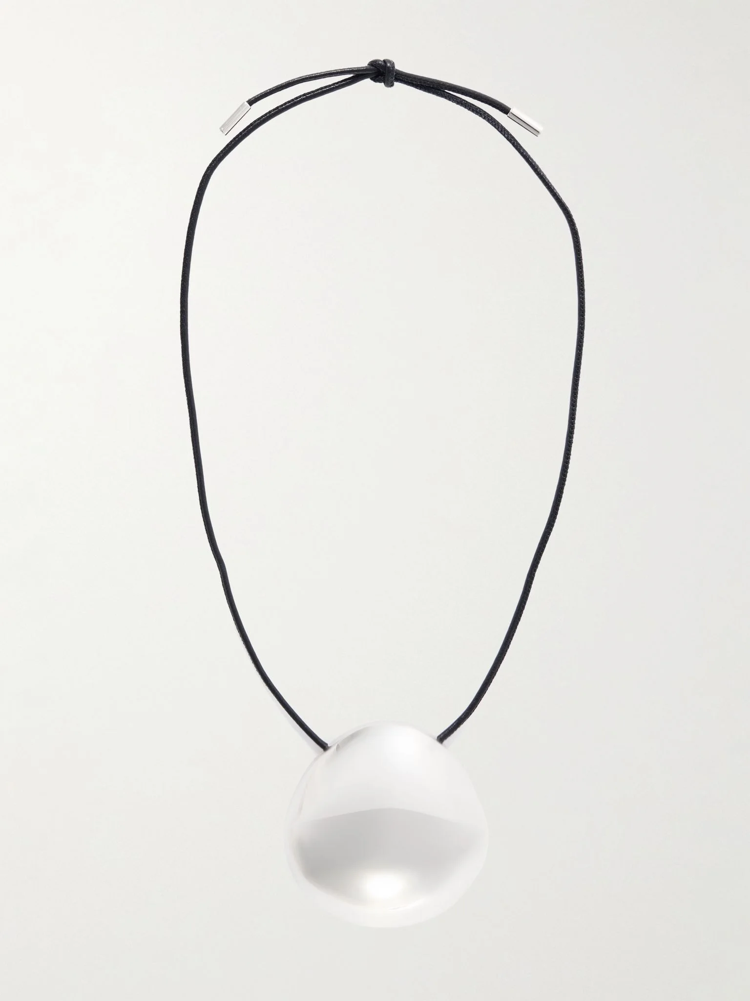 Silver-tone leather necklace Silver - 1