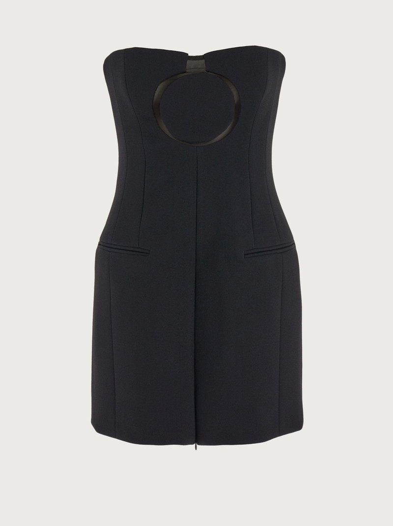 Pure wool mini dress with tulle insert 1