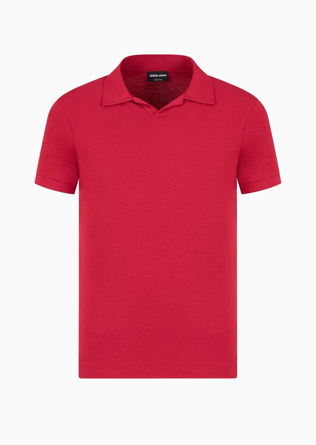 Stretch viscose jersey short-sleeved polo shirt - 1