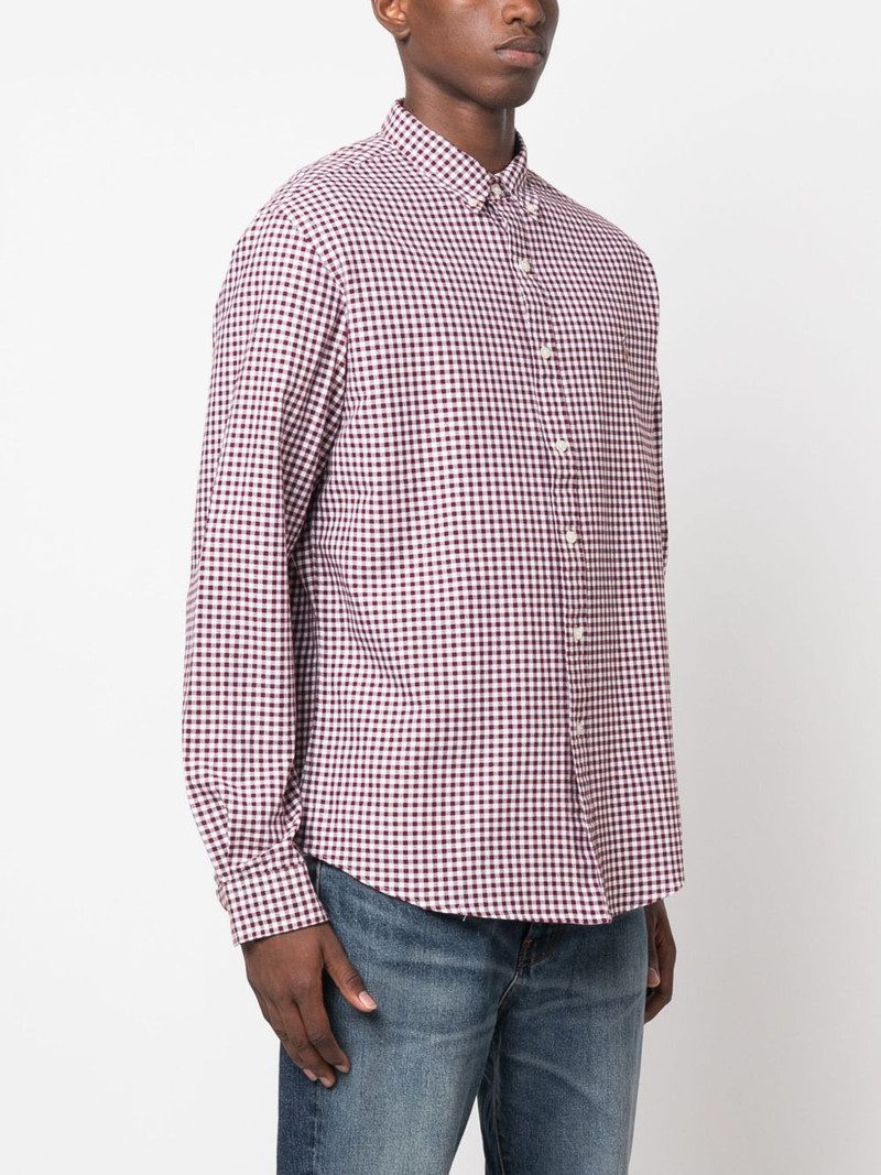 logo-embroidered check-print shirt 3