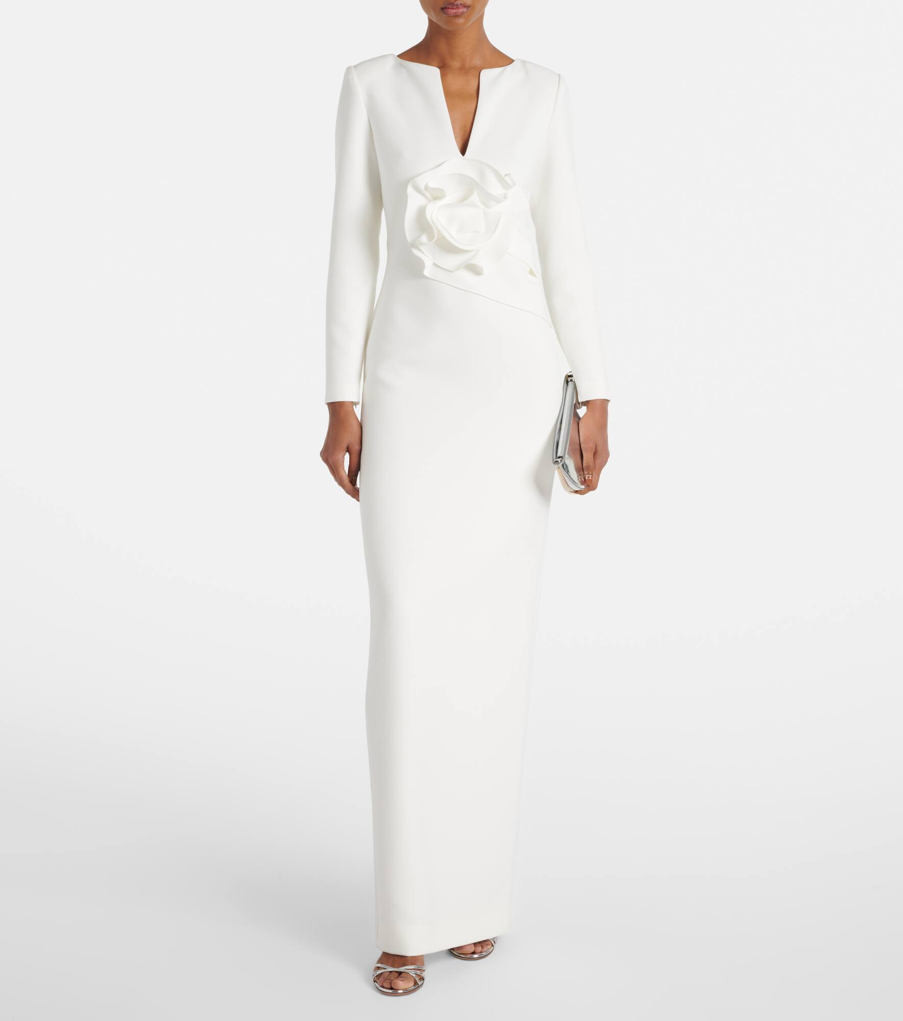 Bridal floral-appliqué cady gown - 2
