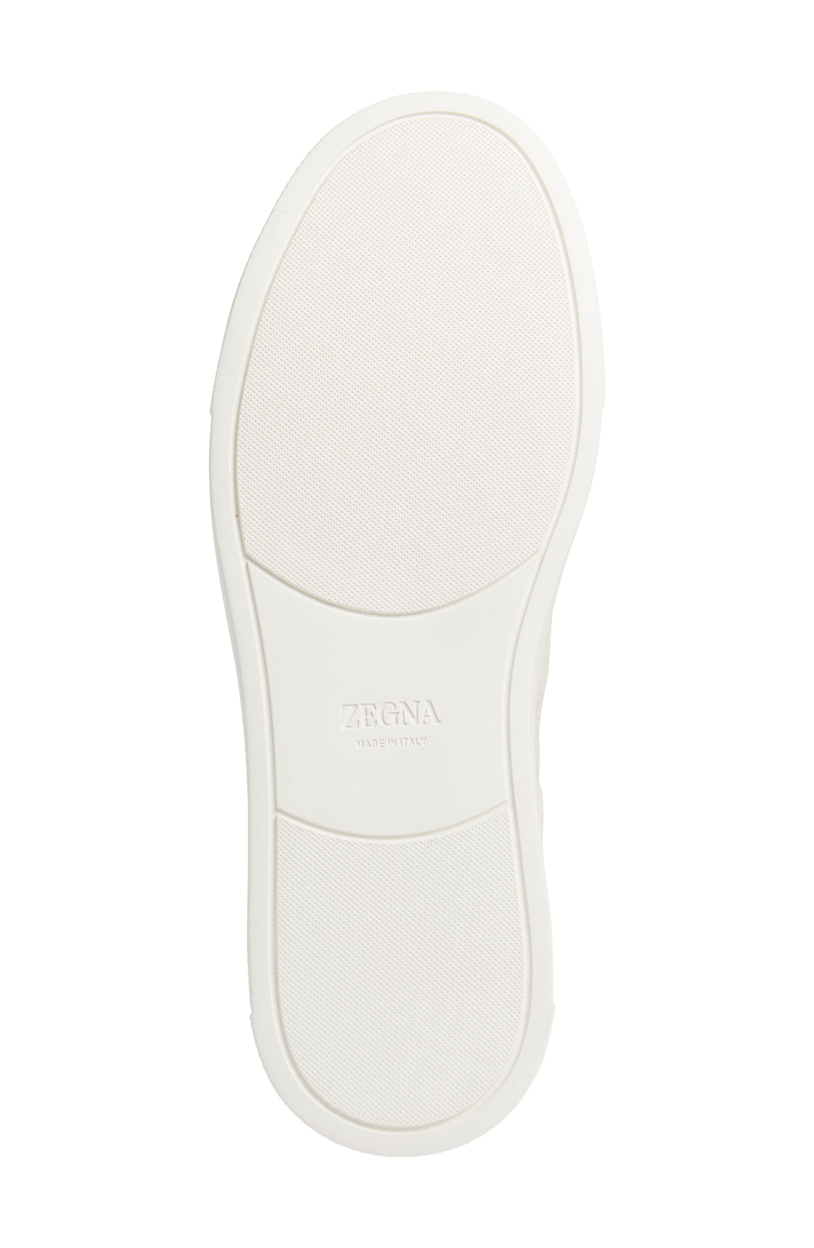 ZEGNA Triple Stitch Deerskin Leather Slip-On Sneaker in White/Folliage at Nordstrom - 6