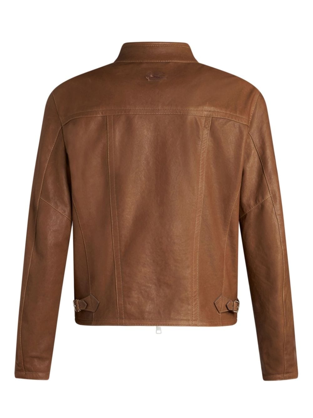 zip-up leather jacket - 6