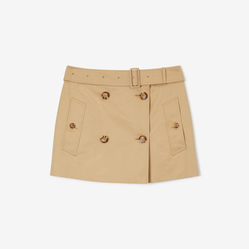Cotton Gabardine Mini Trench Skirt - 1