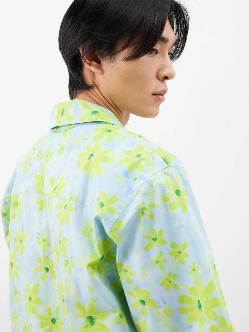 Floral-print cotton short-sleeved shirt - 3
