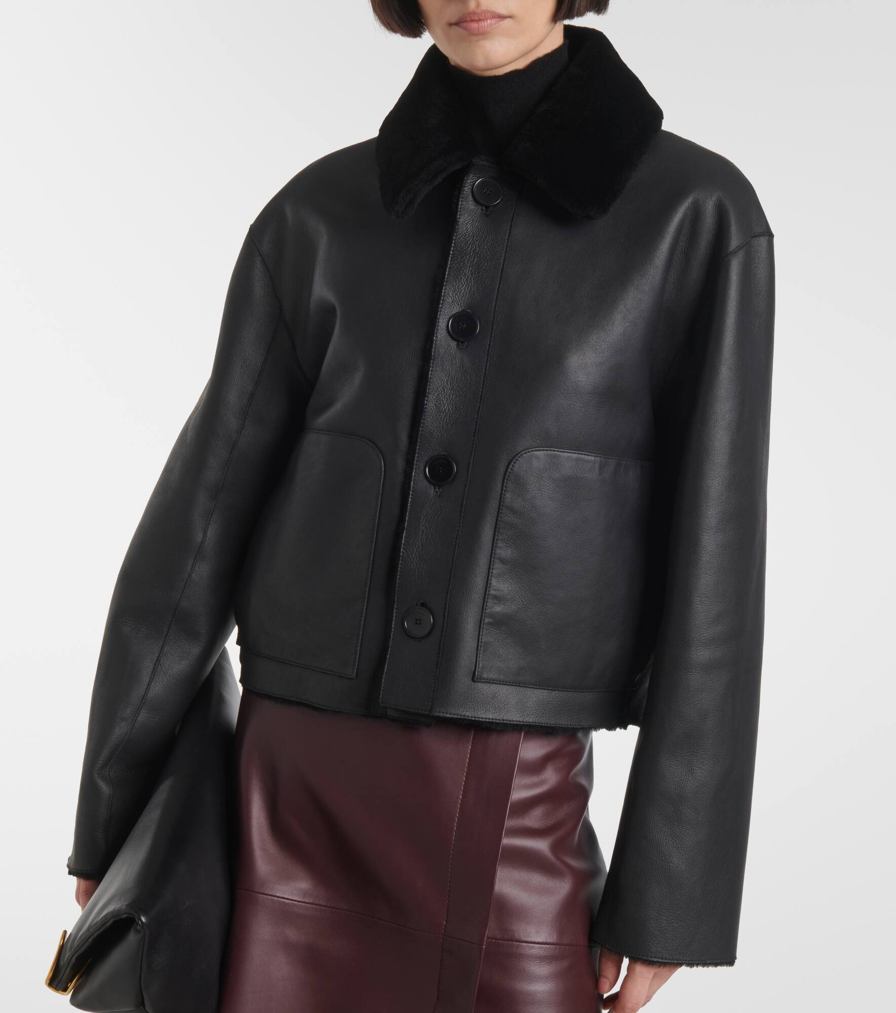 Reversible shearling and leather jacket - 6