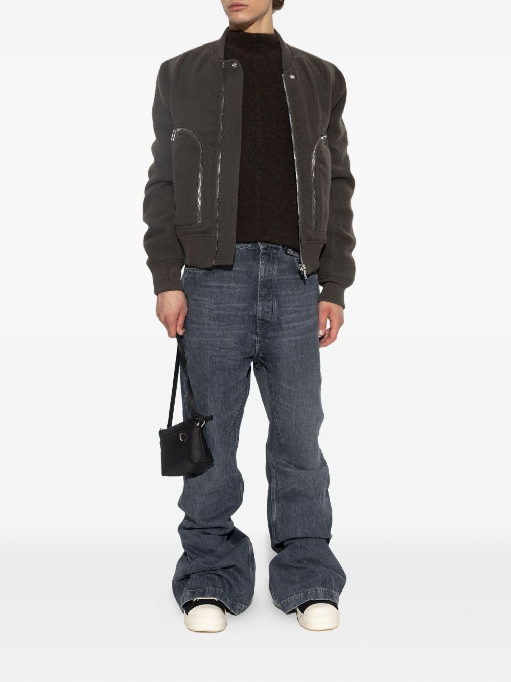 zip-fastening pocket bomber jacket - 2