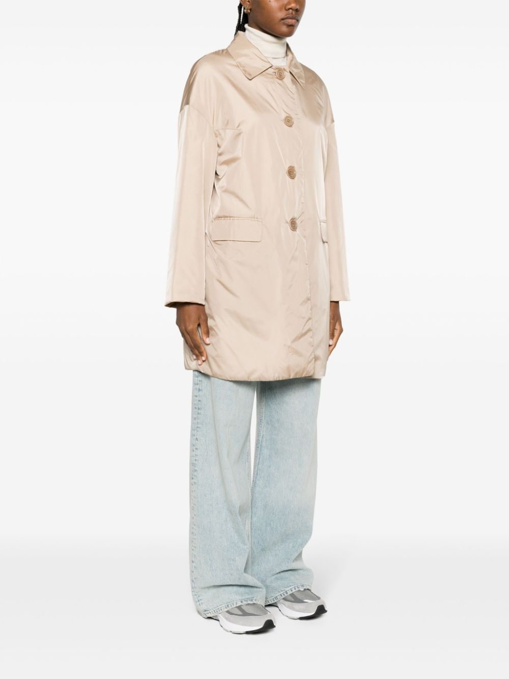 buttoned-up padded trench coat - 5