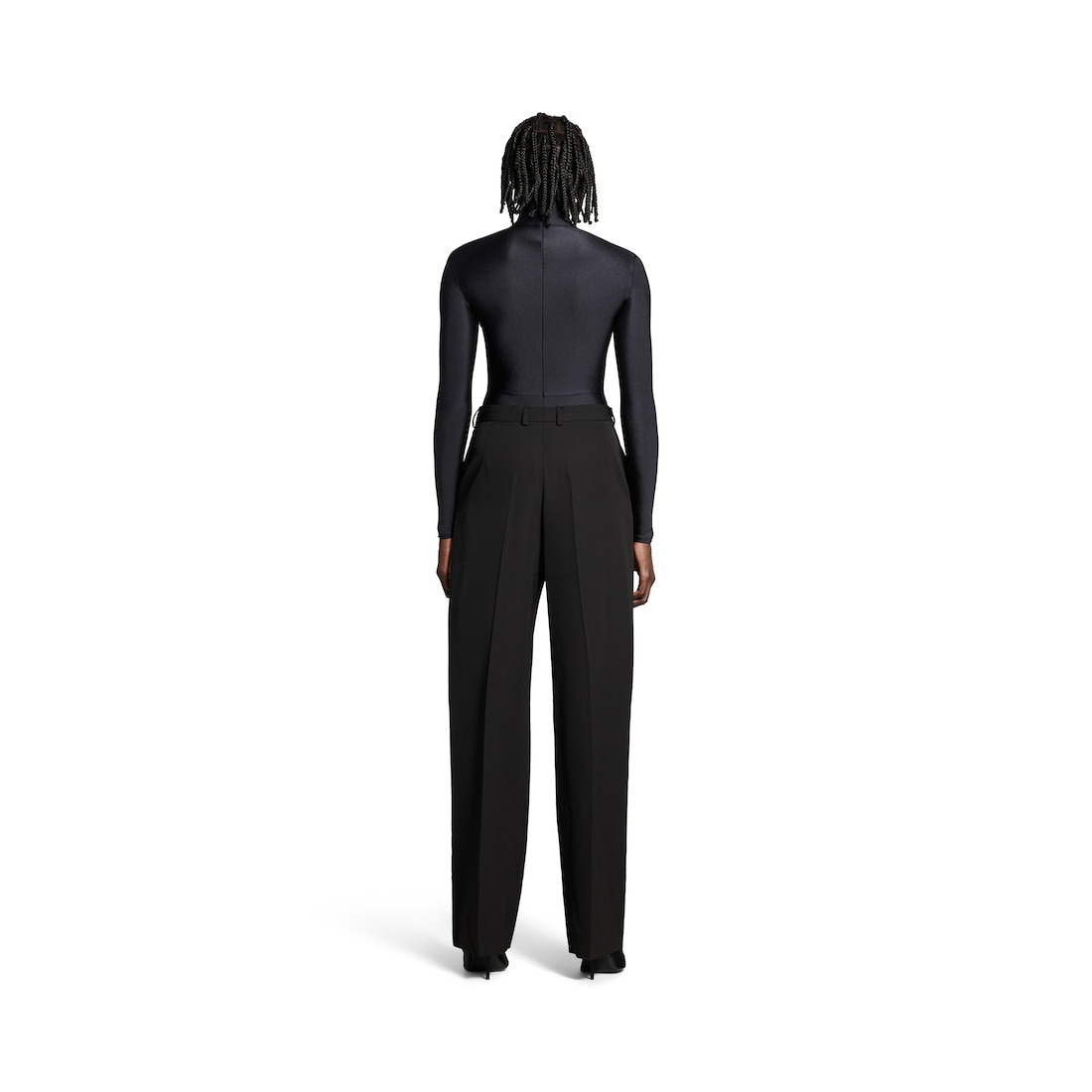 Women's Baggy Tailored Pants in Black - 4