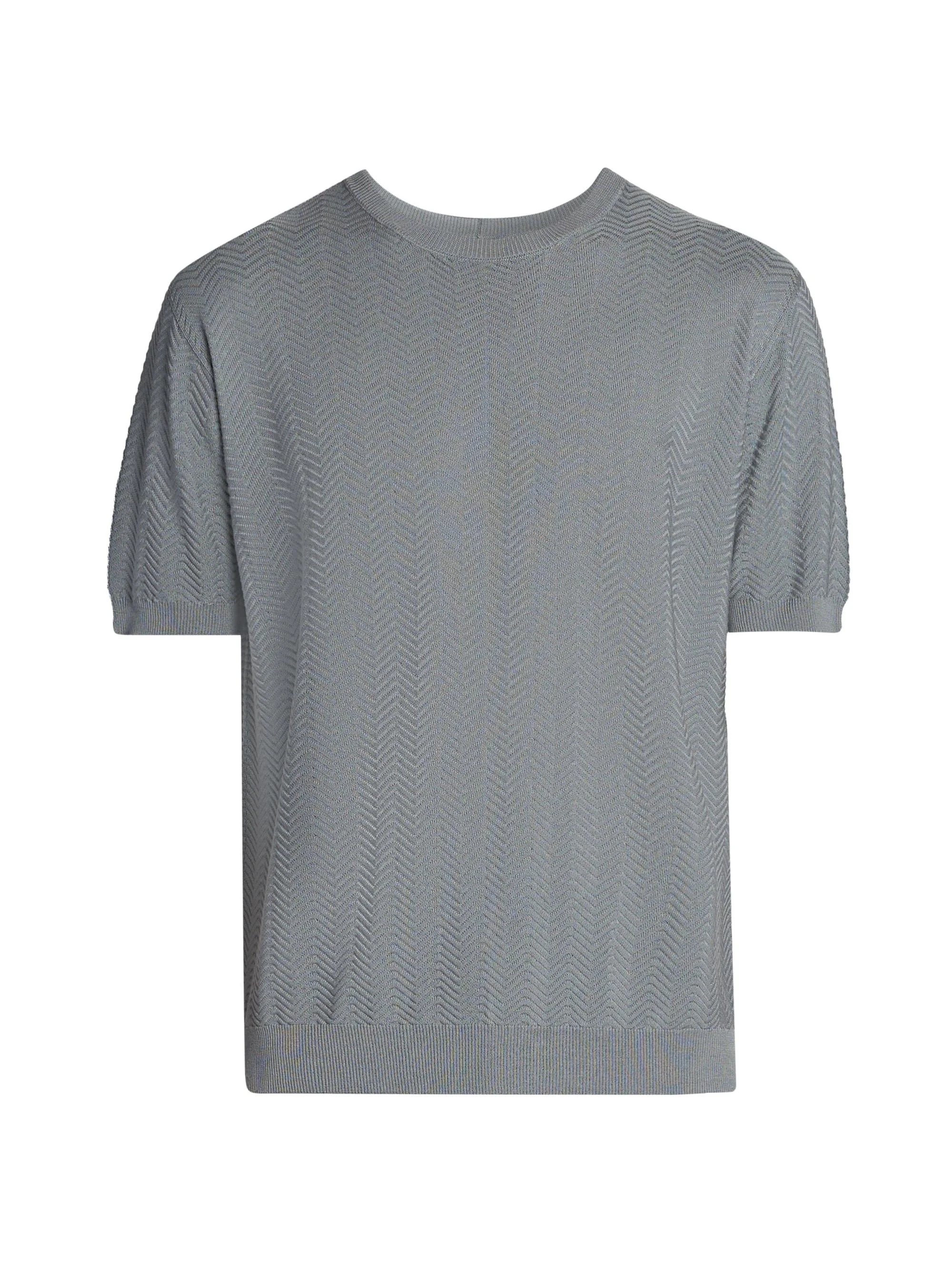Men's Chevron Short-Sleeve Silk-Blend Sweater - Solid Light - 1