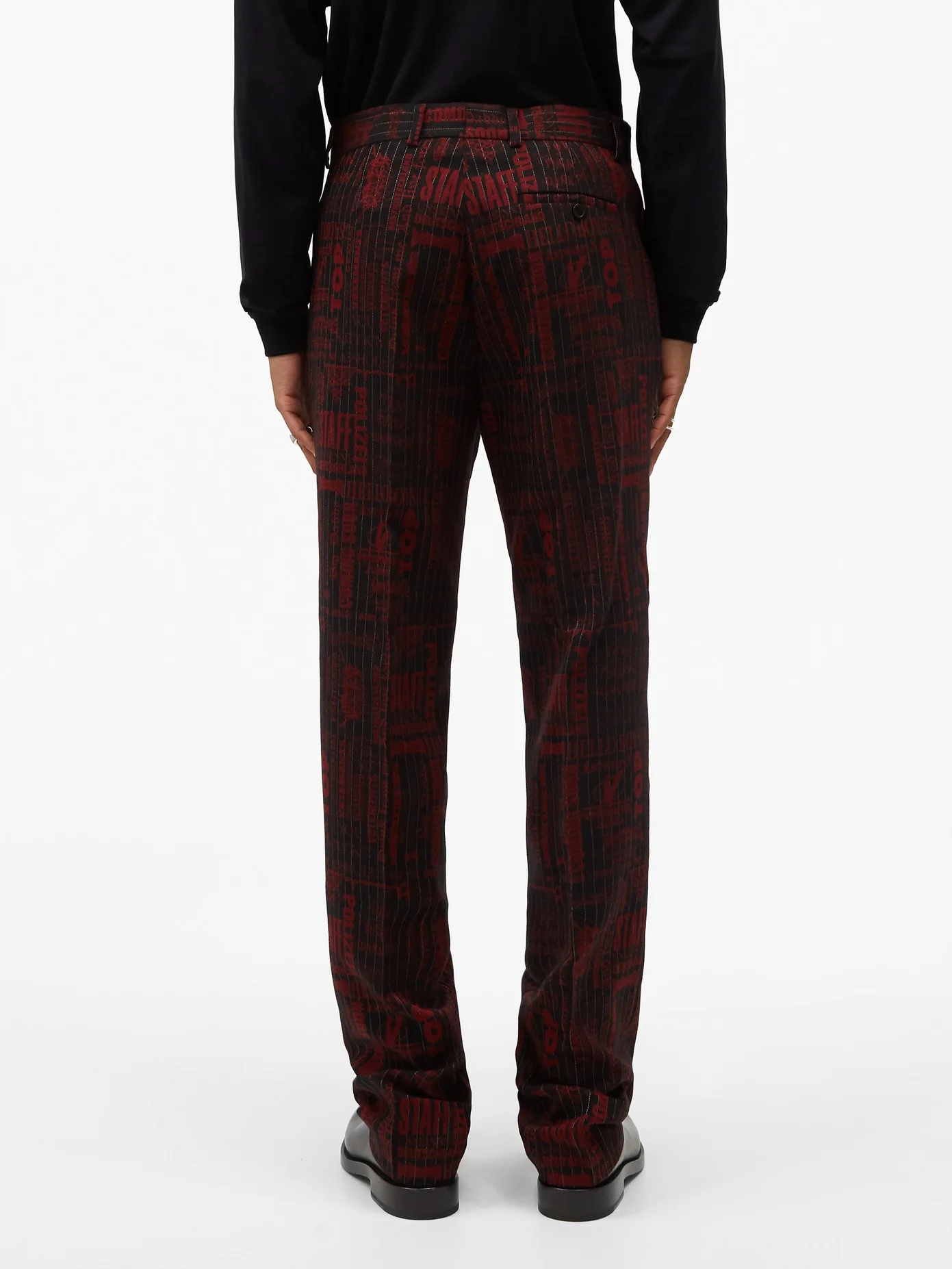 Jacquard-text wool-blend trousers - 5