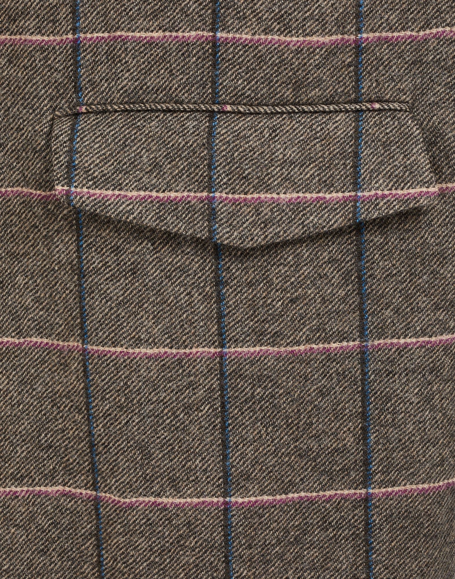 Check print wool long windowpane coat - 6