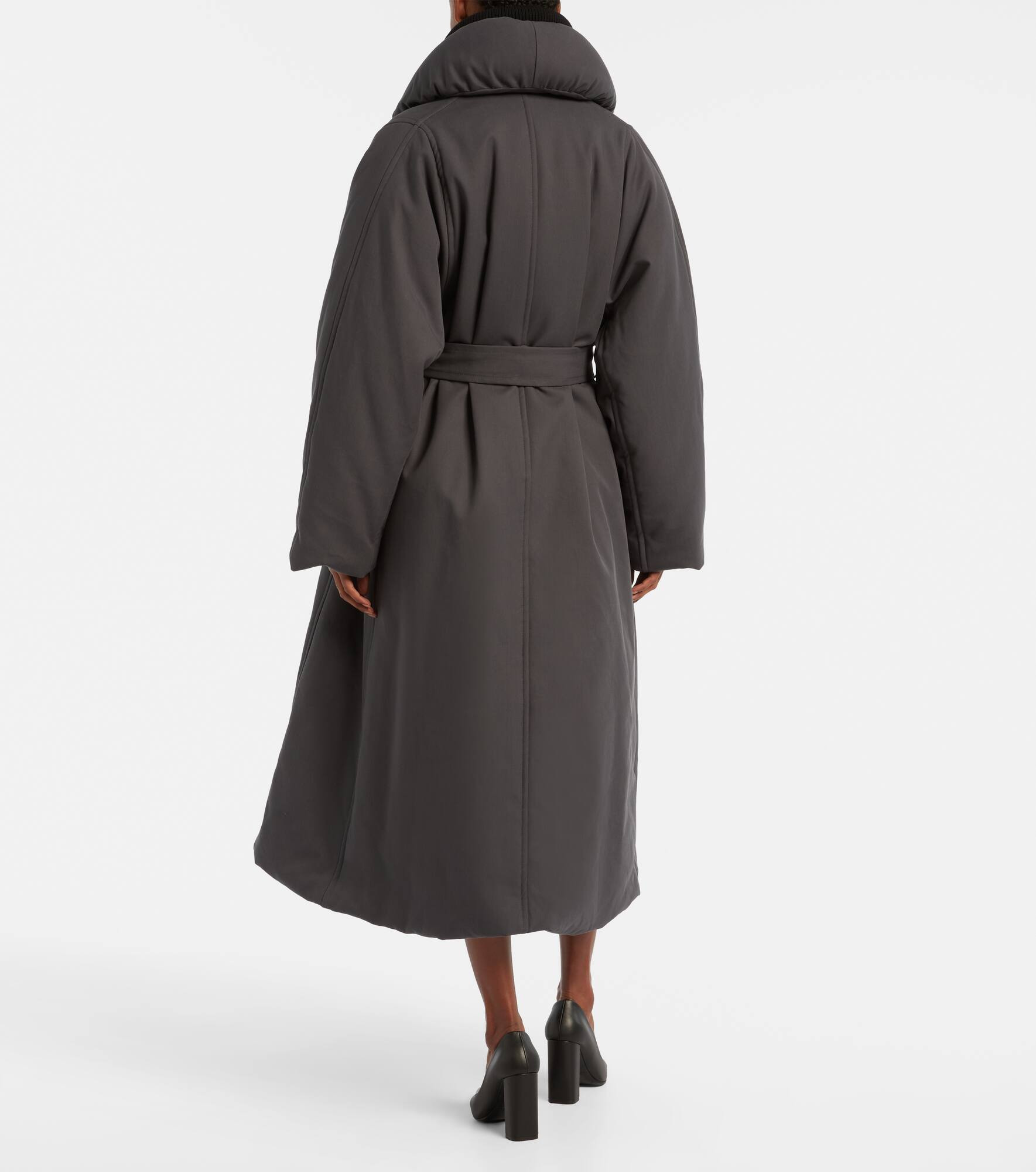 Padded technical cotton wrap coat - 3