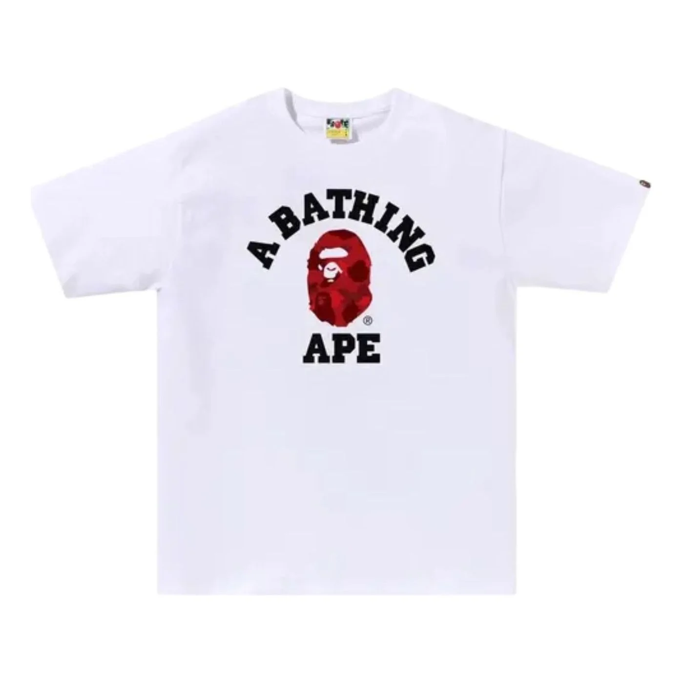 A Bathing Ape Color Camo College T-Shirt 'White Red' 1M30110019-WHITE-RED - 1
