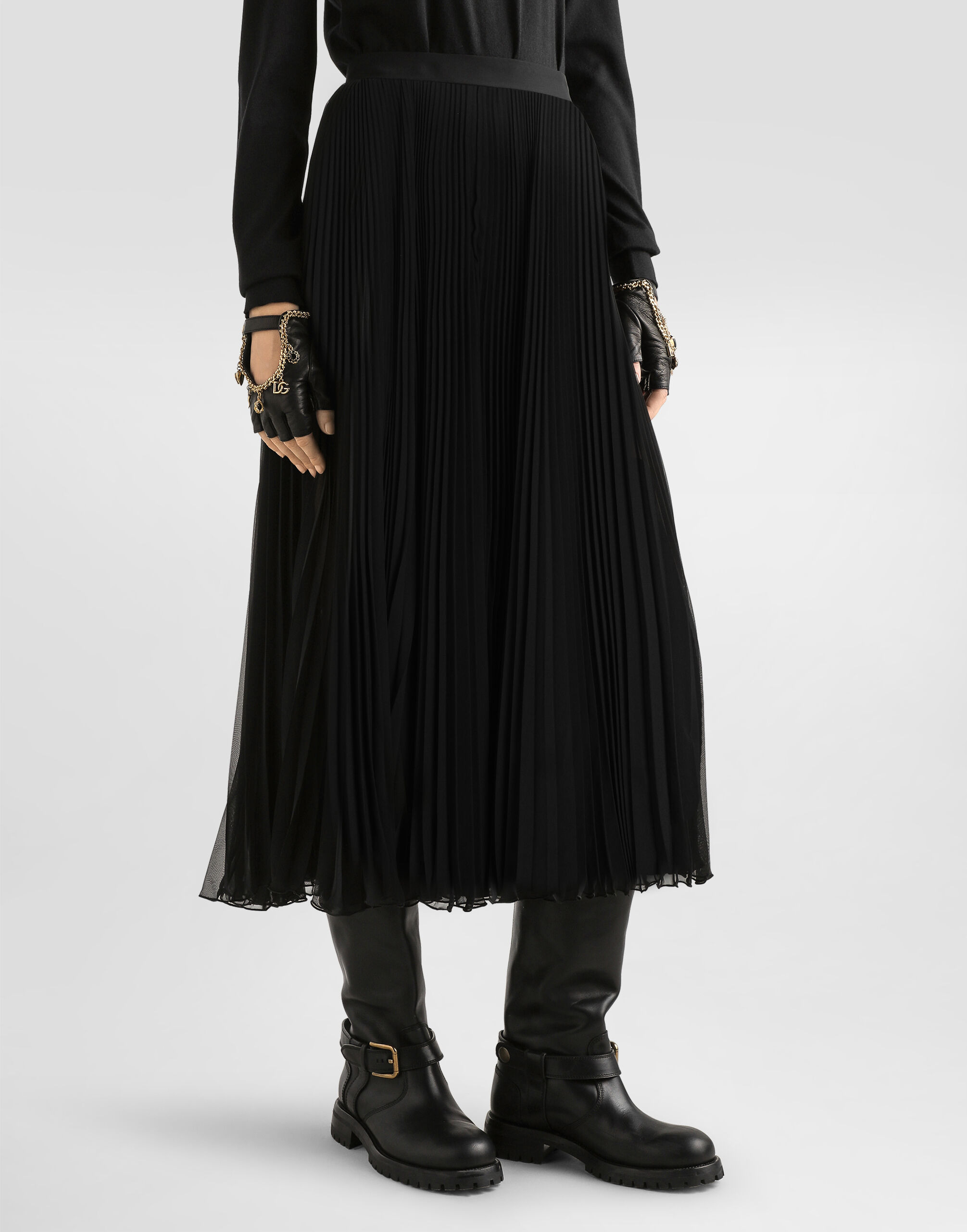 Long pleated chiffon skirt - 2