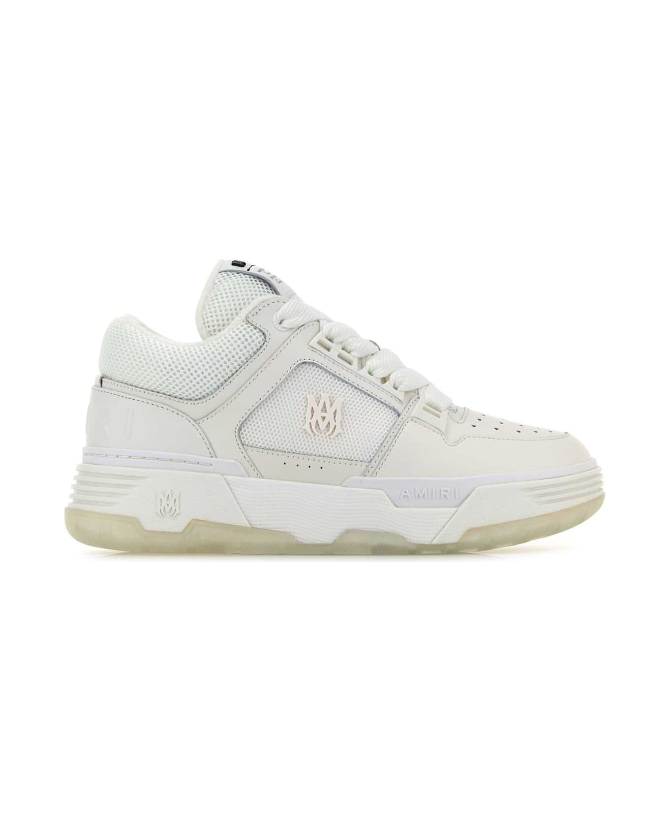 White Leather And Fabric Ma-1 Sneakers - 1