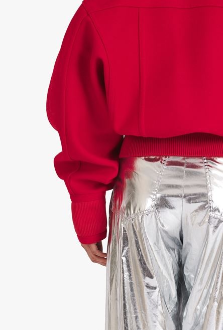 Oversized red wool bomber jacket - 5
