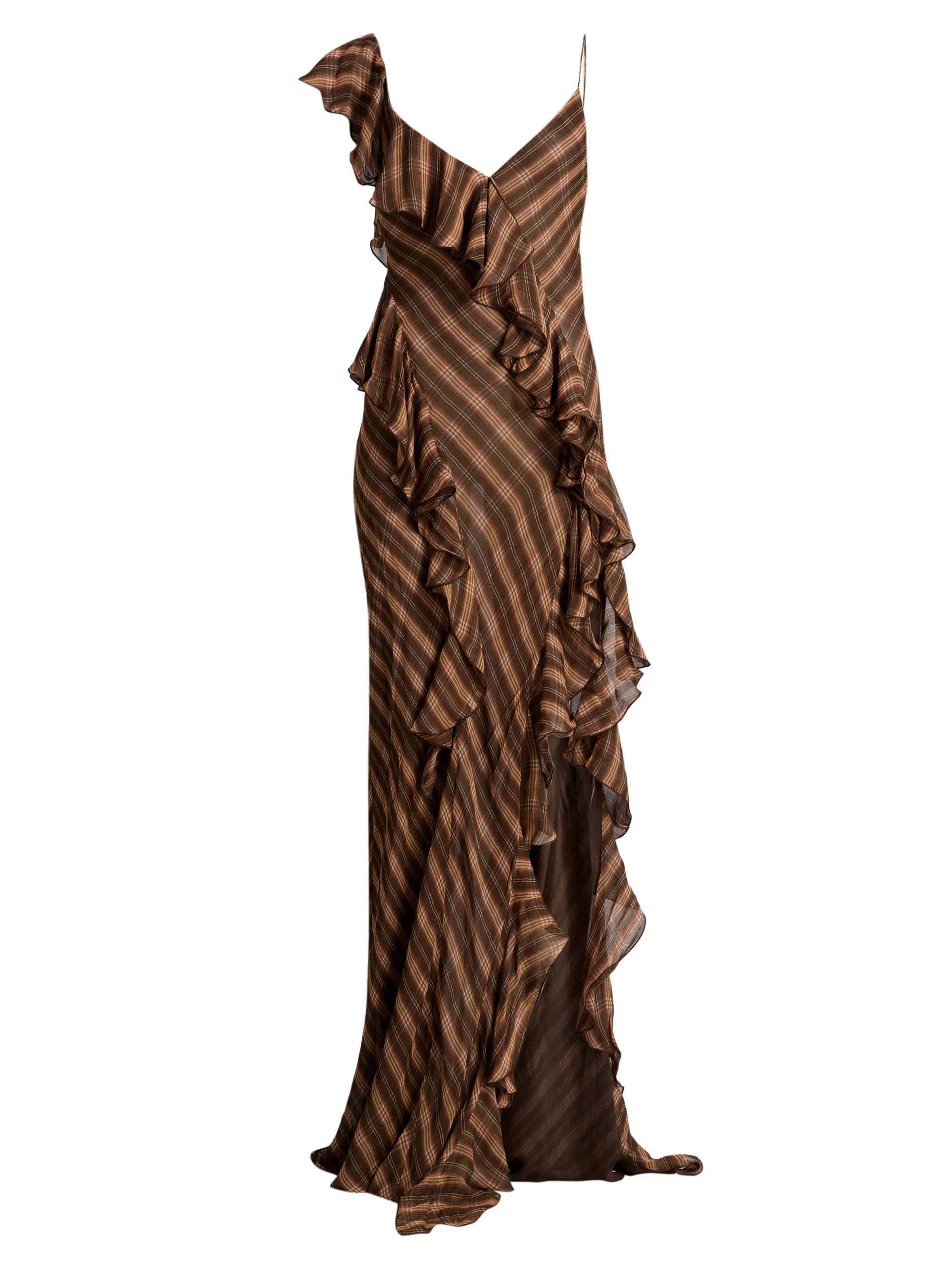 Women's Outlander x Olivialle Plaid Chiffon Gown - Brown Flannel - 1