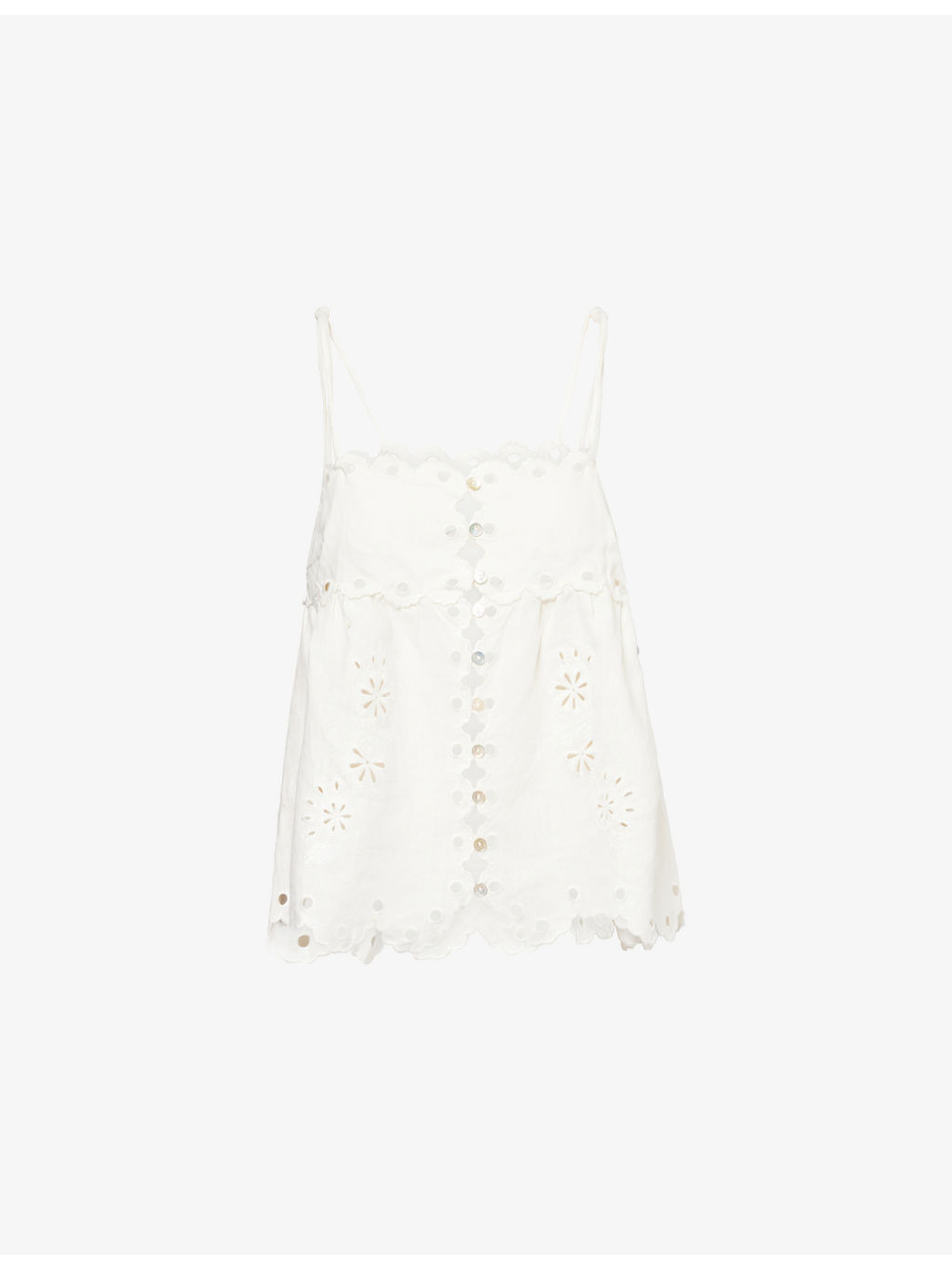 Flowers Richelieu Embroidered Linen Top - 1