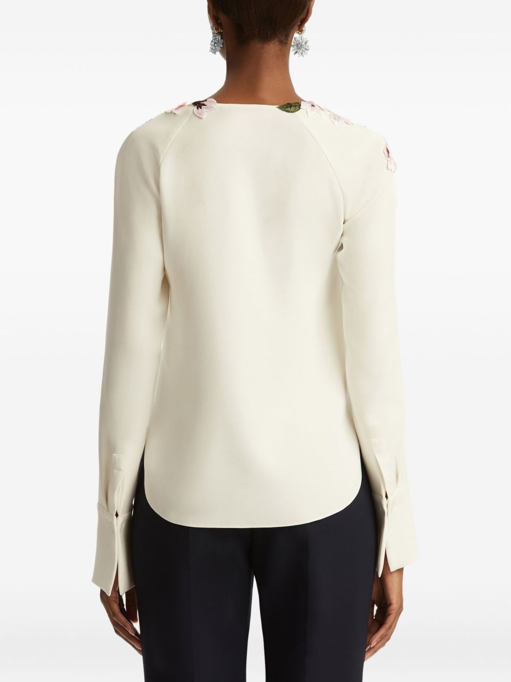 floral-embellished long-sleeve blouse - 5