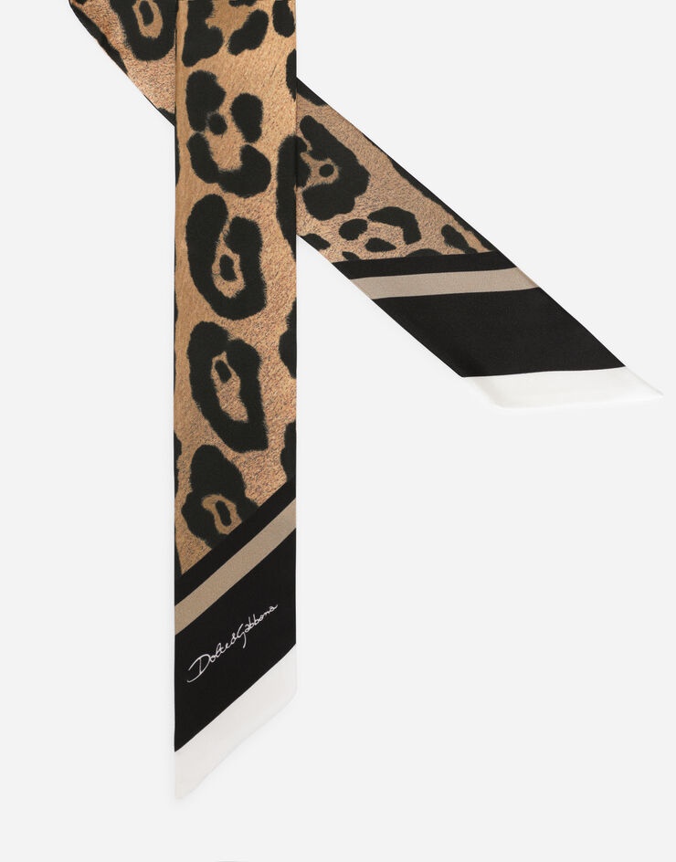 Leopard-print twill headscarf - 2