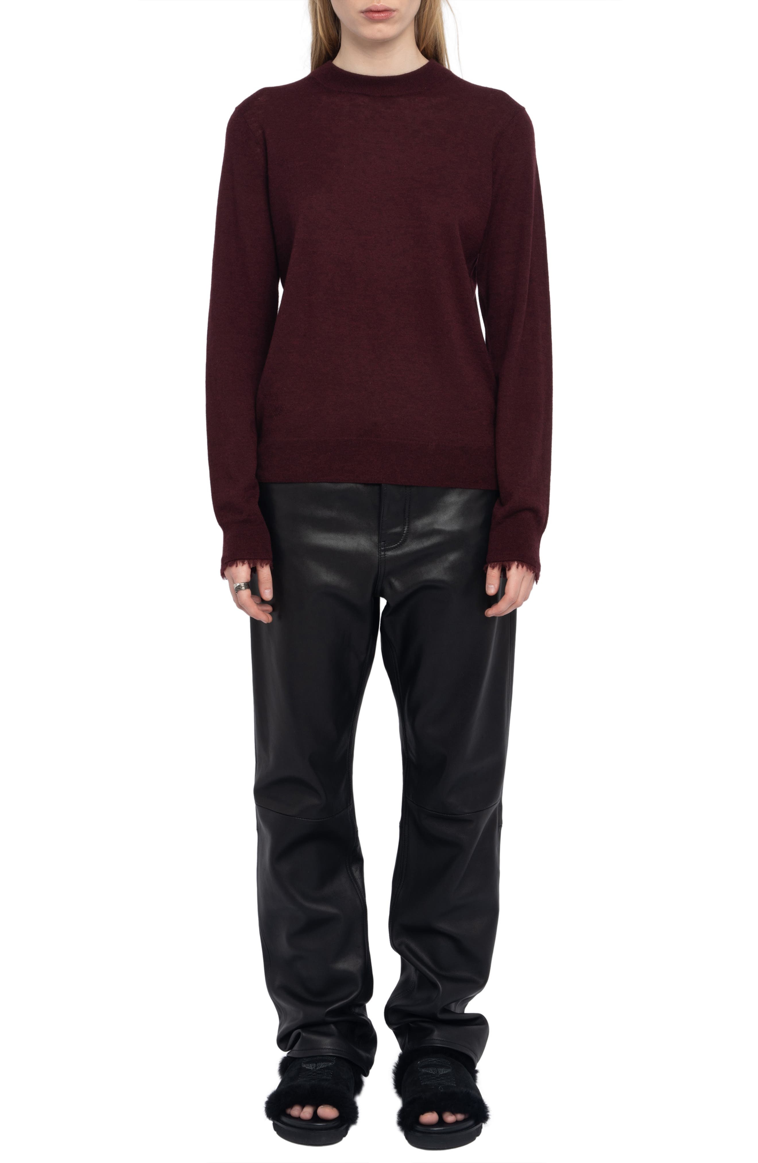 Zadig & Voltaire Ivy Crewneck Cashmere Sweater in Burgundy at Nordstrom - 6
