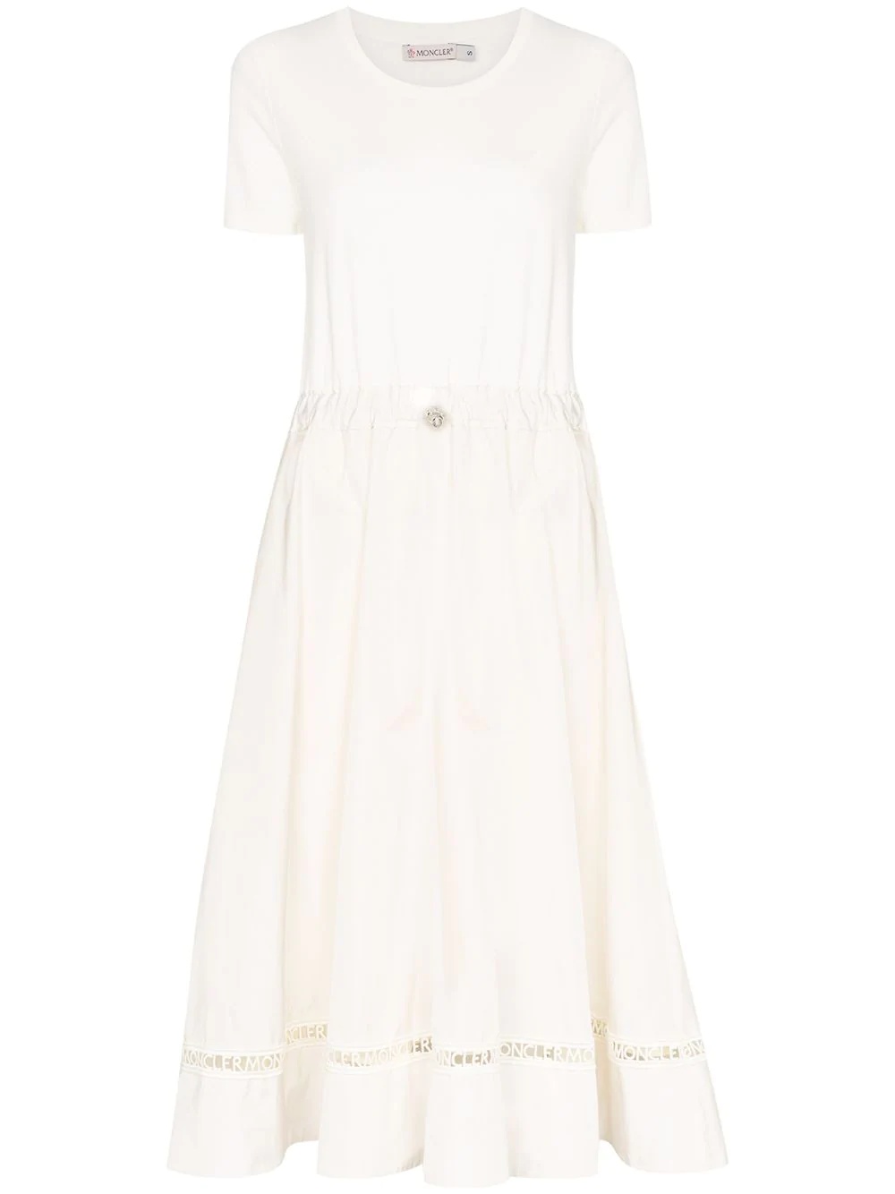 logo trim midi dress - 1