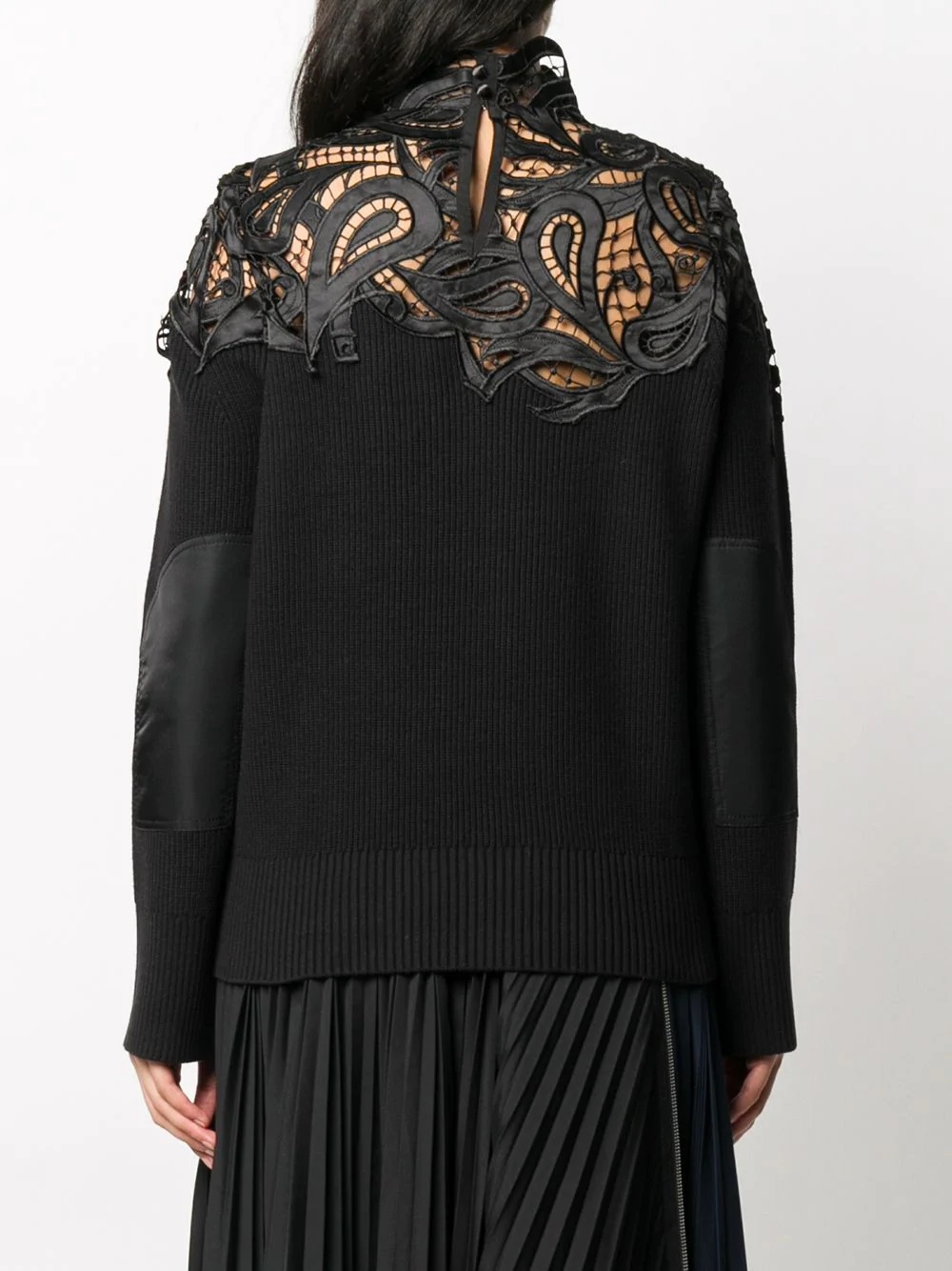 embroidered panel ribbed knit jumper - 4